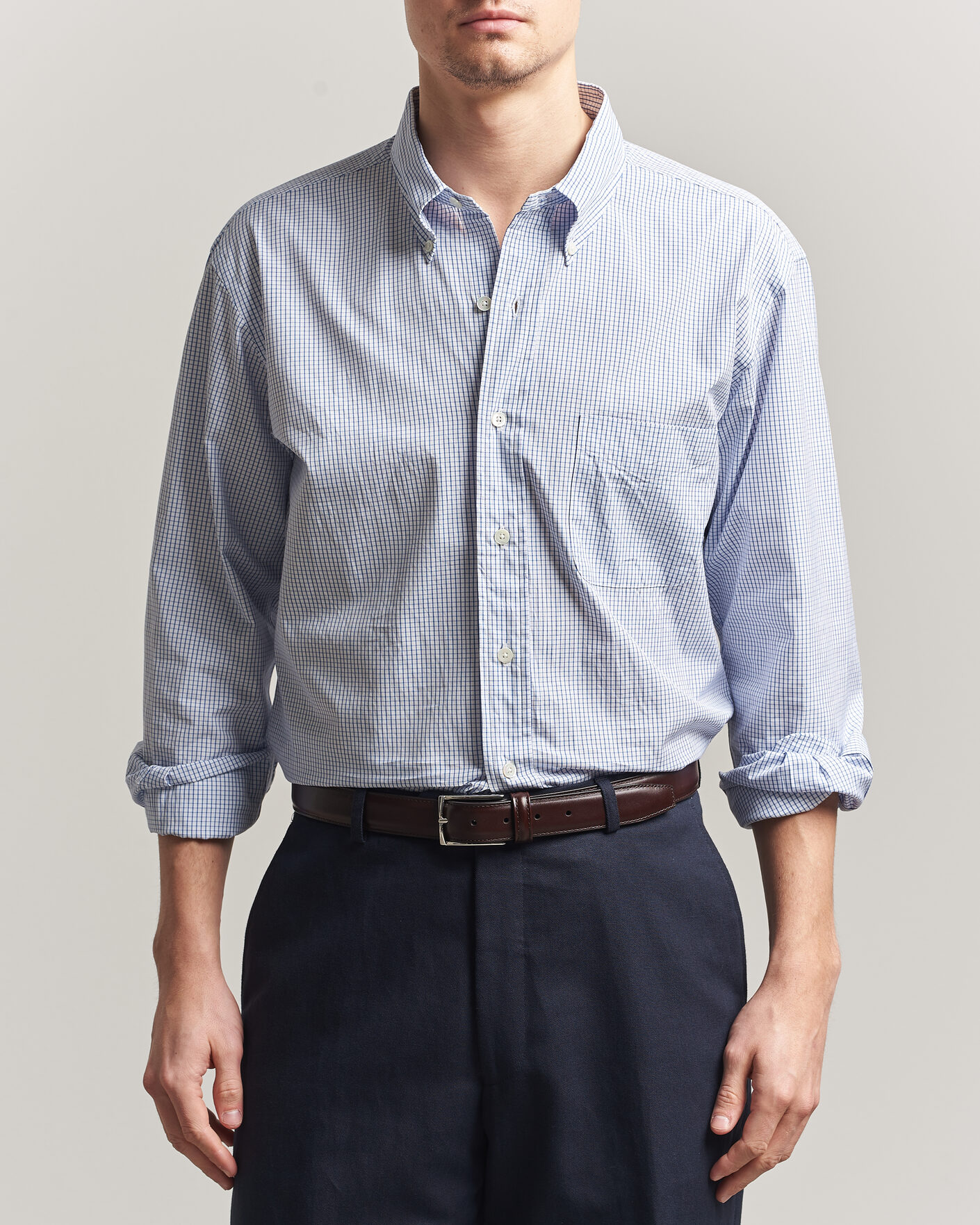 Heren | Overhemden | Kamakura Shirts | Vintage Ivy Button Down Shirt Blue Check