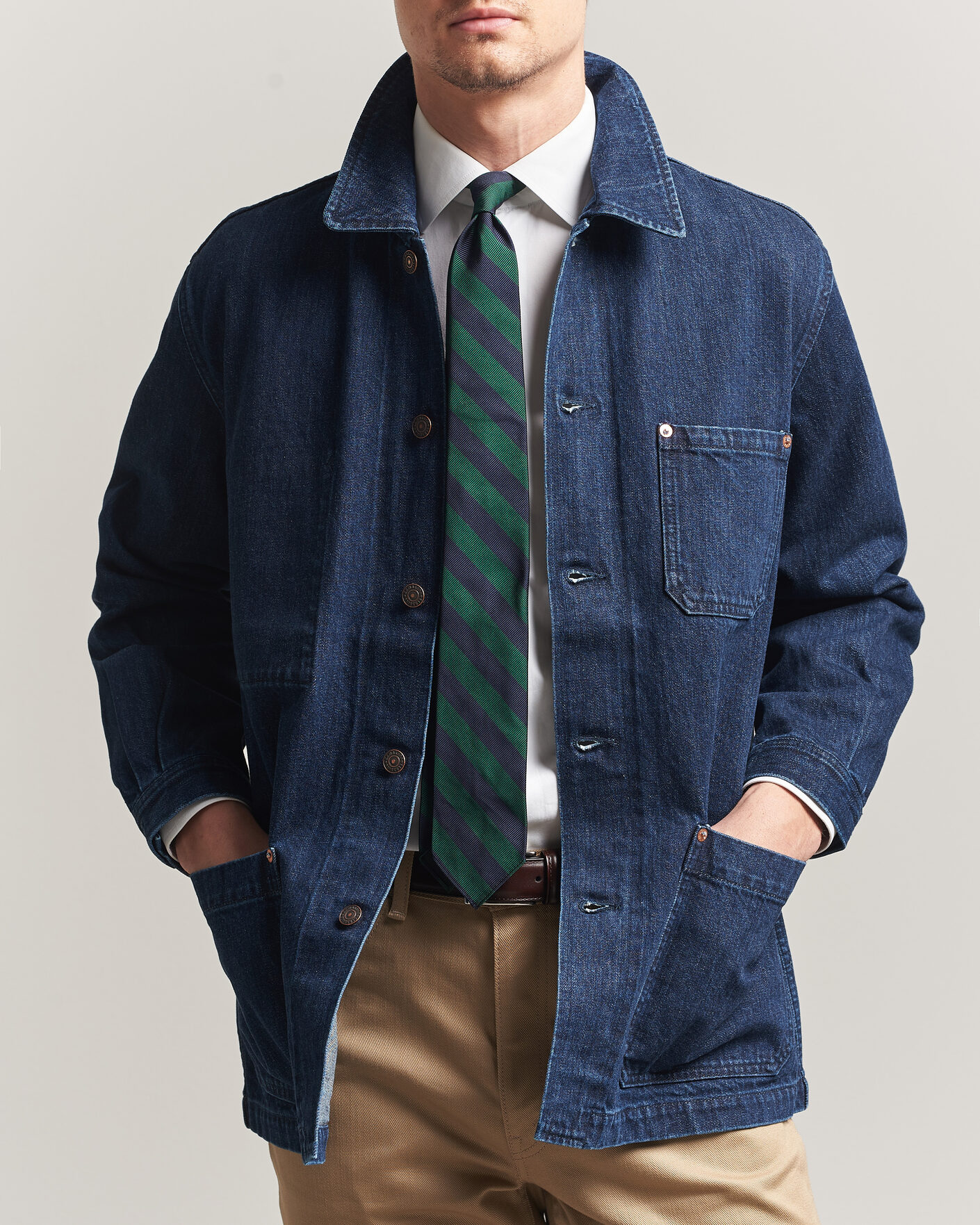 Heren | Jassen | Kamakura Shirts | French Work Jacket Dark Denim