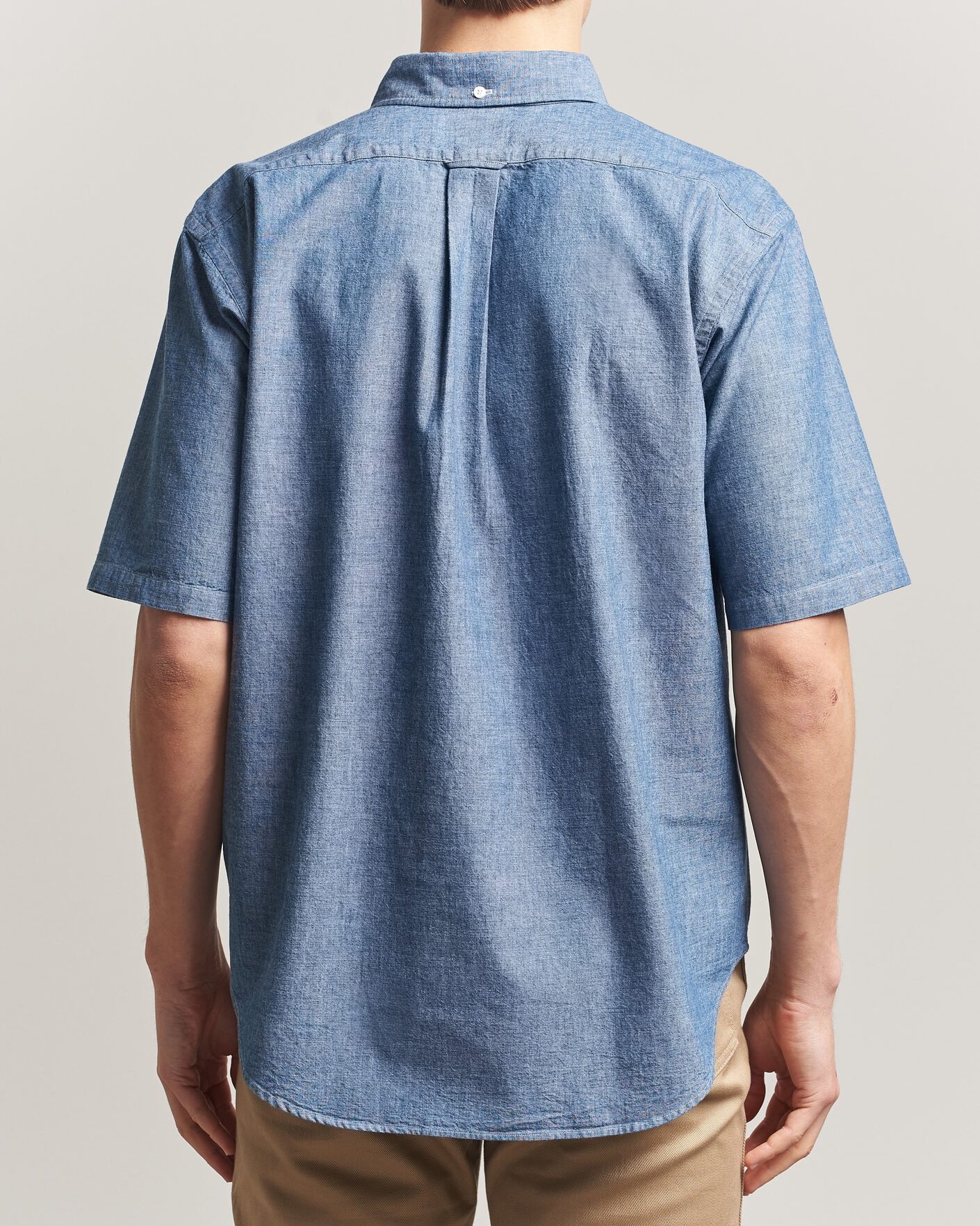 Heren | Overhemden | Kamakura Shirts | Vintage Ivy Half Sleeve Chambray Popover Blue