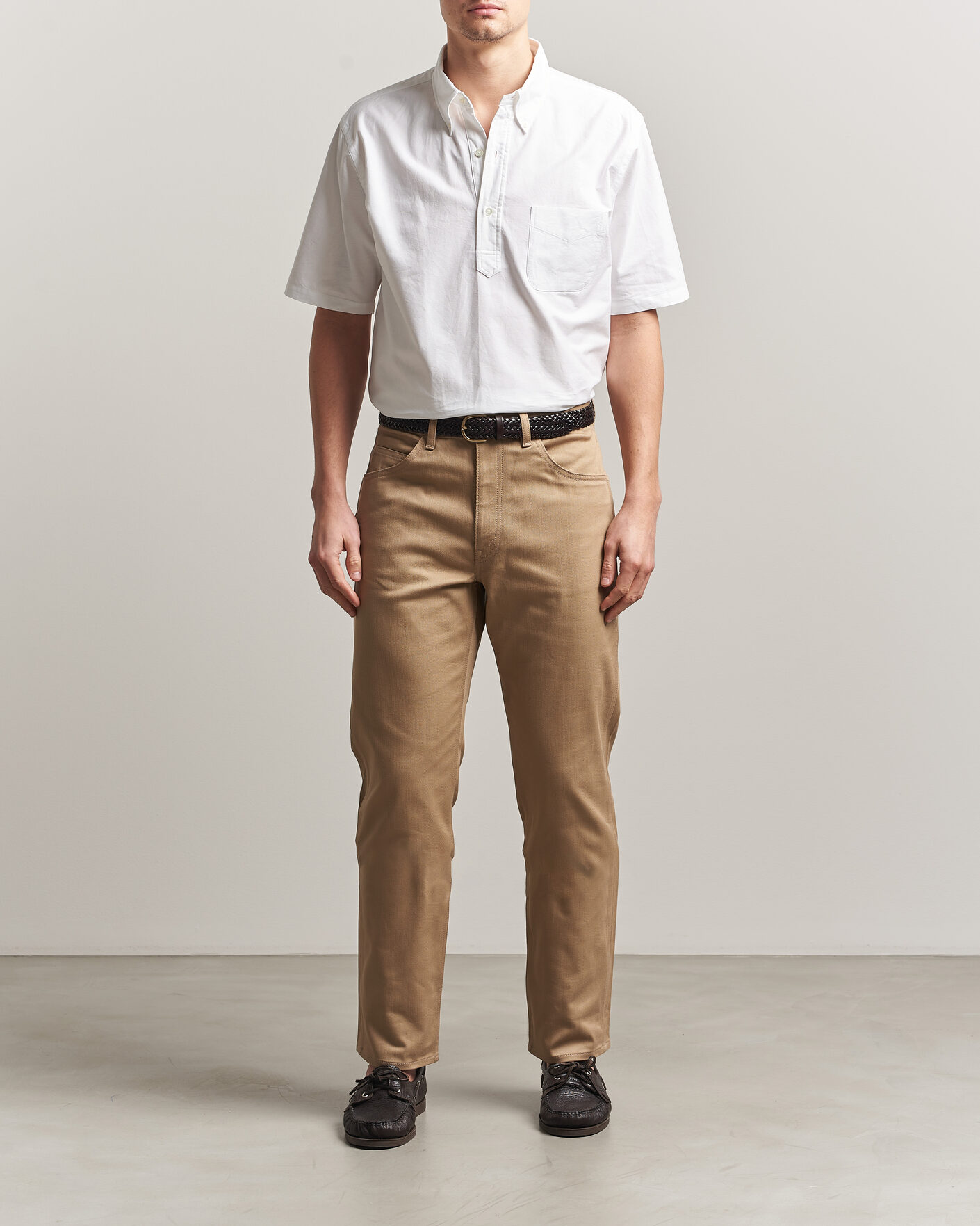 Heren | Overhemden | Kamakura Shirts | Vintage Ivy Half Sleeve Oxford Popover White