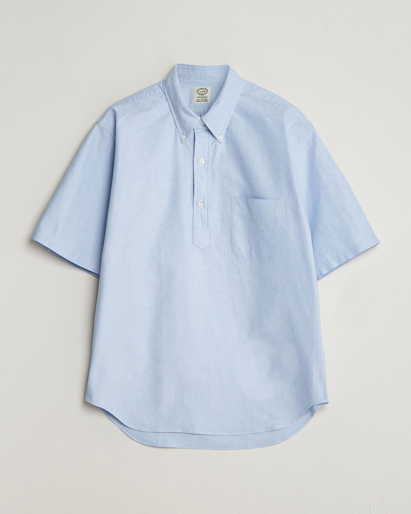 Heren | Overhemden | Kamakura Shirts | Vintage Ivy Half Sleeve Oxford Popover Light Blue