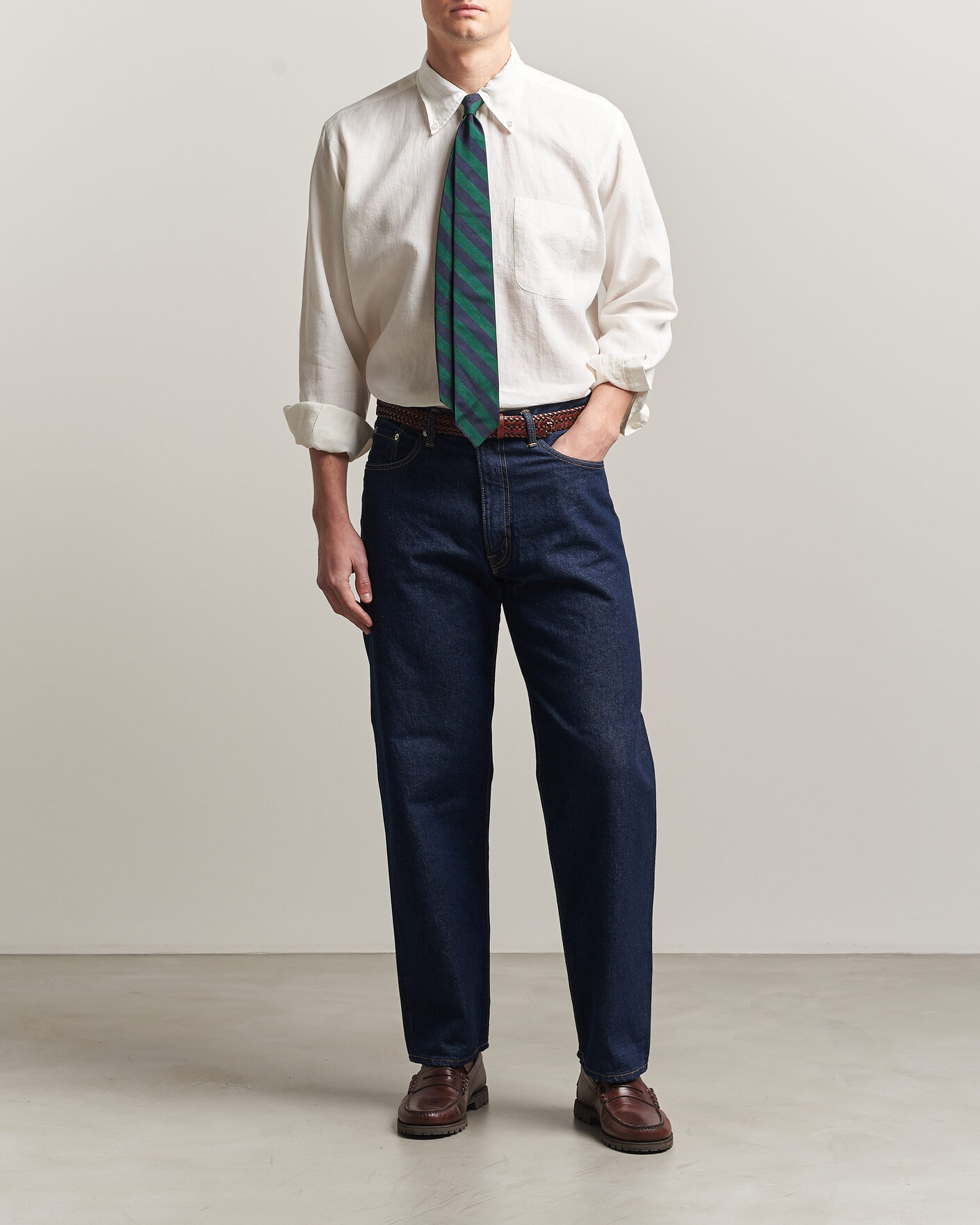 Heren |  | Kamakura Shirts | Linen Ametora Shirt White