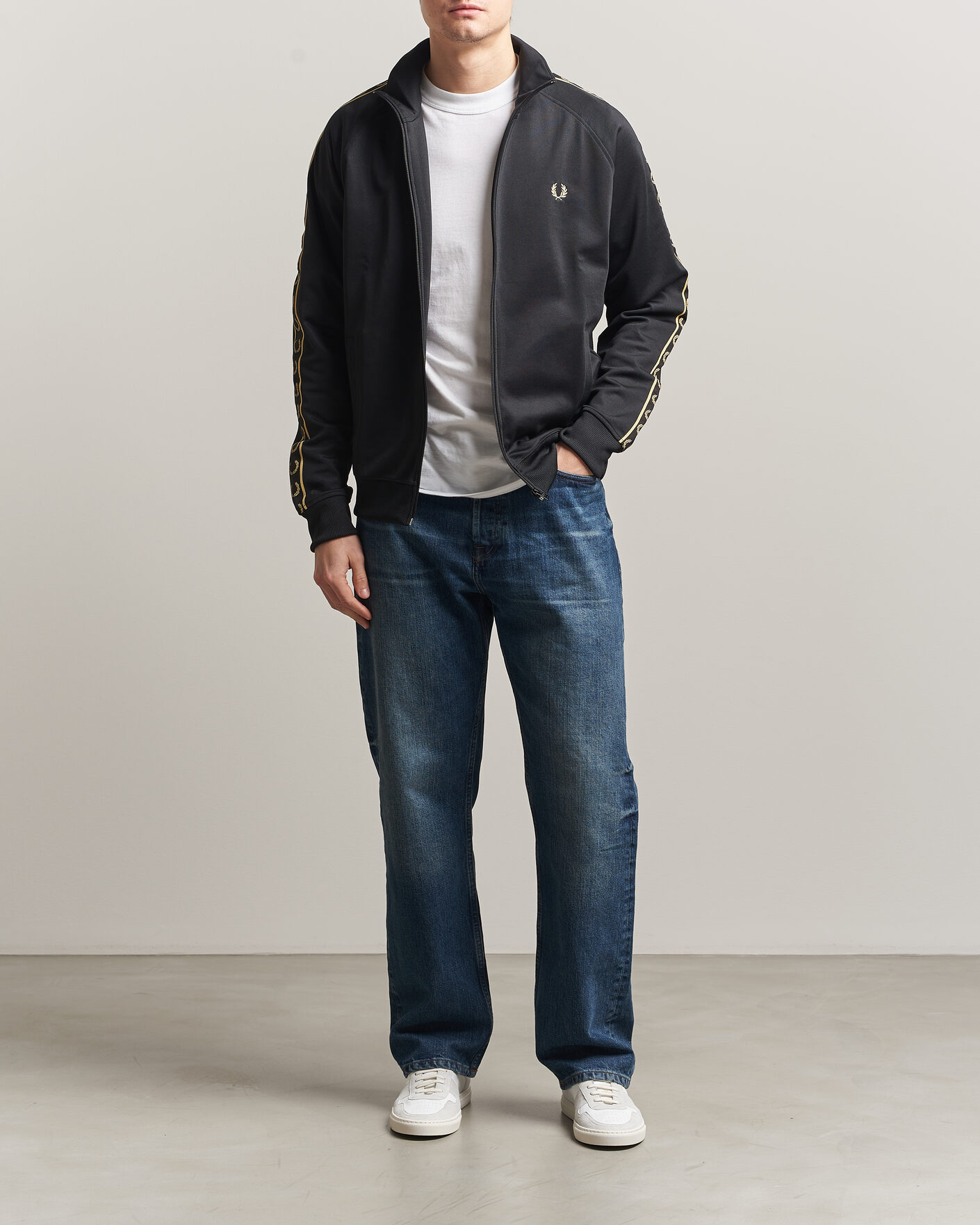Heren | Truien | Fred Perry | Taped Track Jacket Black