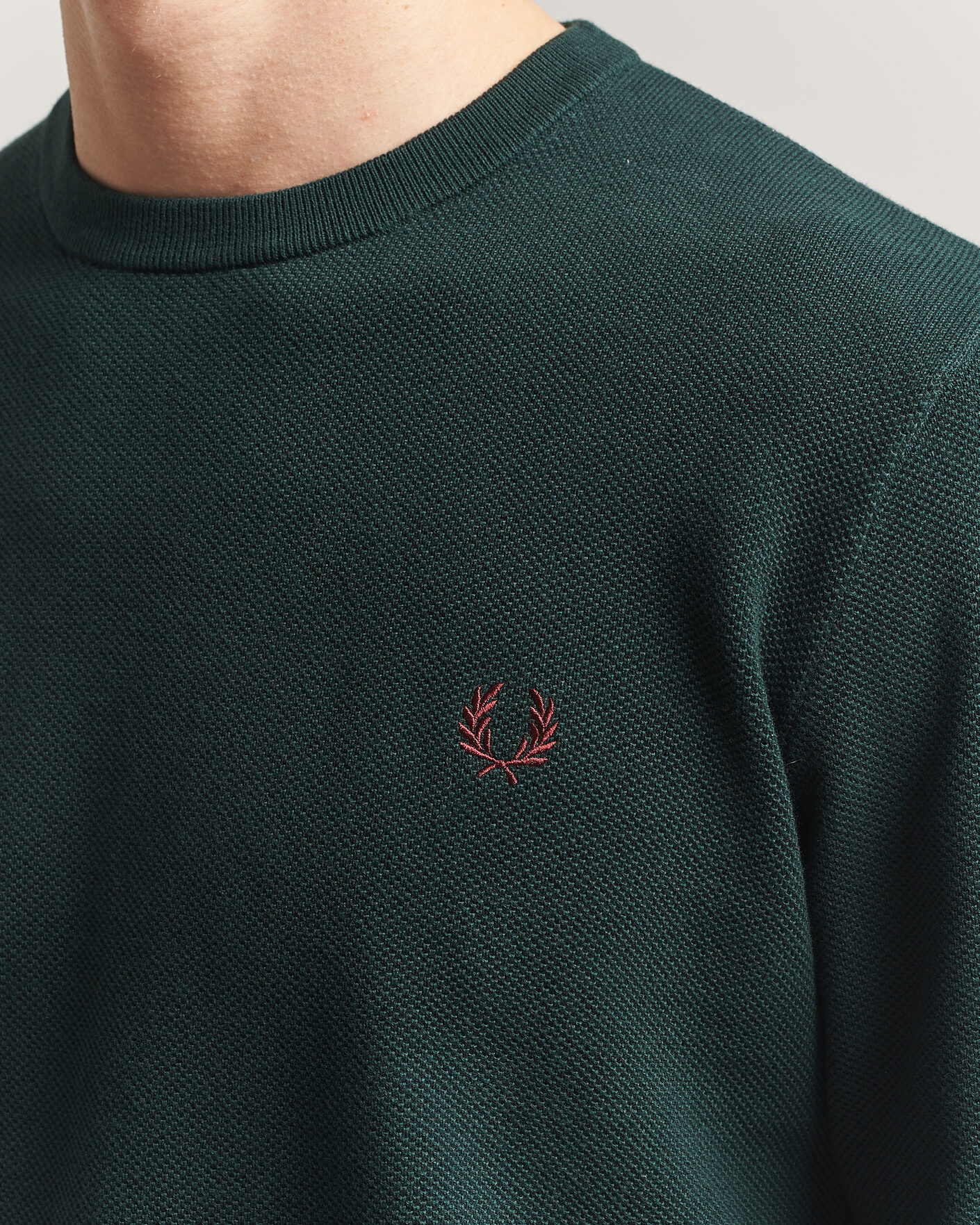 Heren | Truien | Fred Perry | Piqué Stitched Sweater Grassroots Green