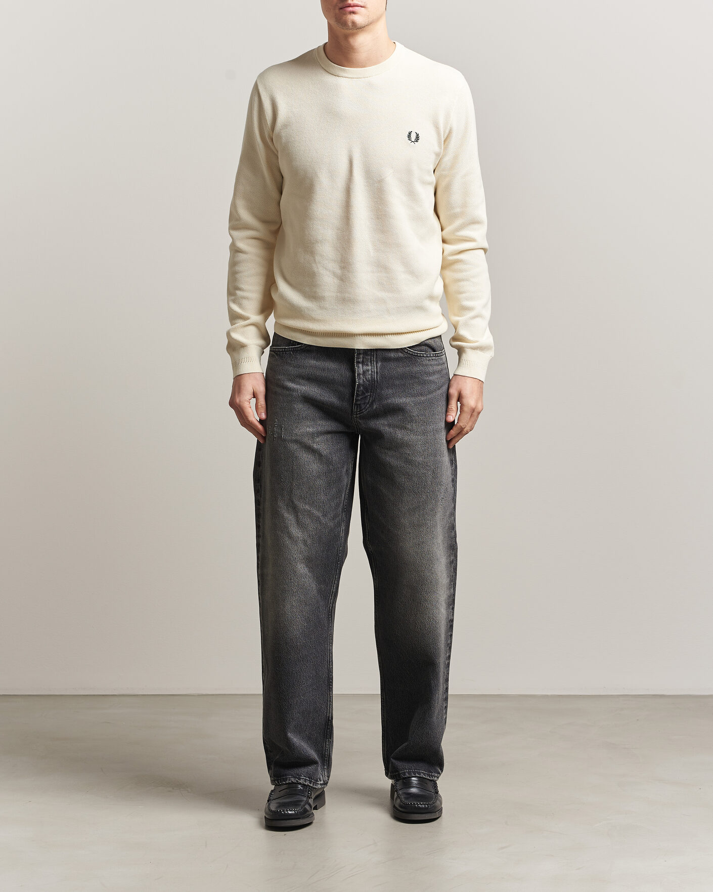 Heren | Truien | Fred Perry | Piqué Stitched Sweater Ecru