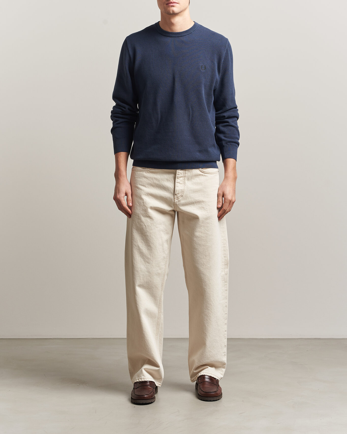 Heren | Truien | Fred Perry | Piqué Stitched Sweater Dark Airforce