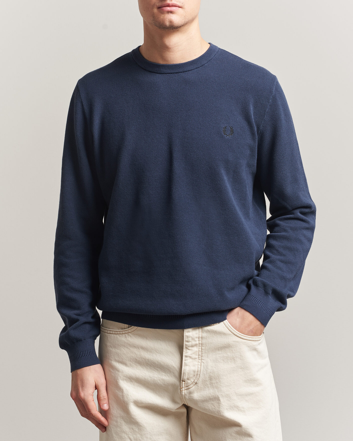 Heren | Truien | Fred Perry | Piqué Stitched Sweater Dark Airforce