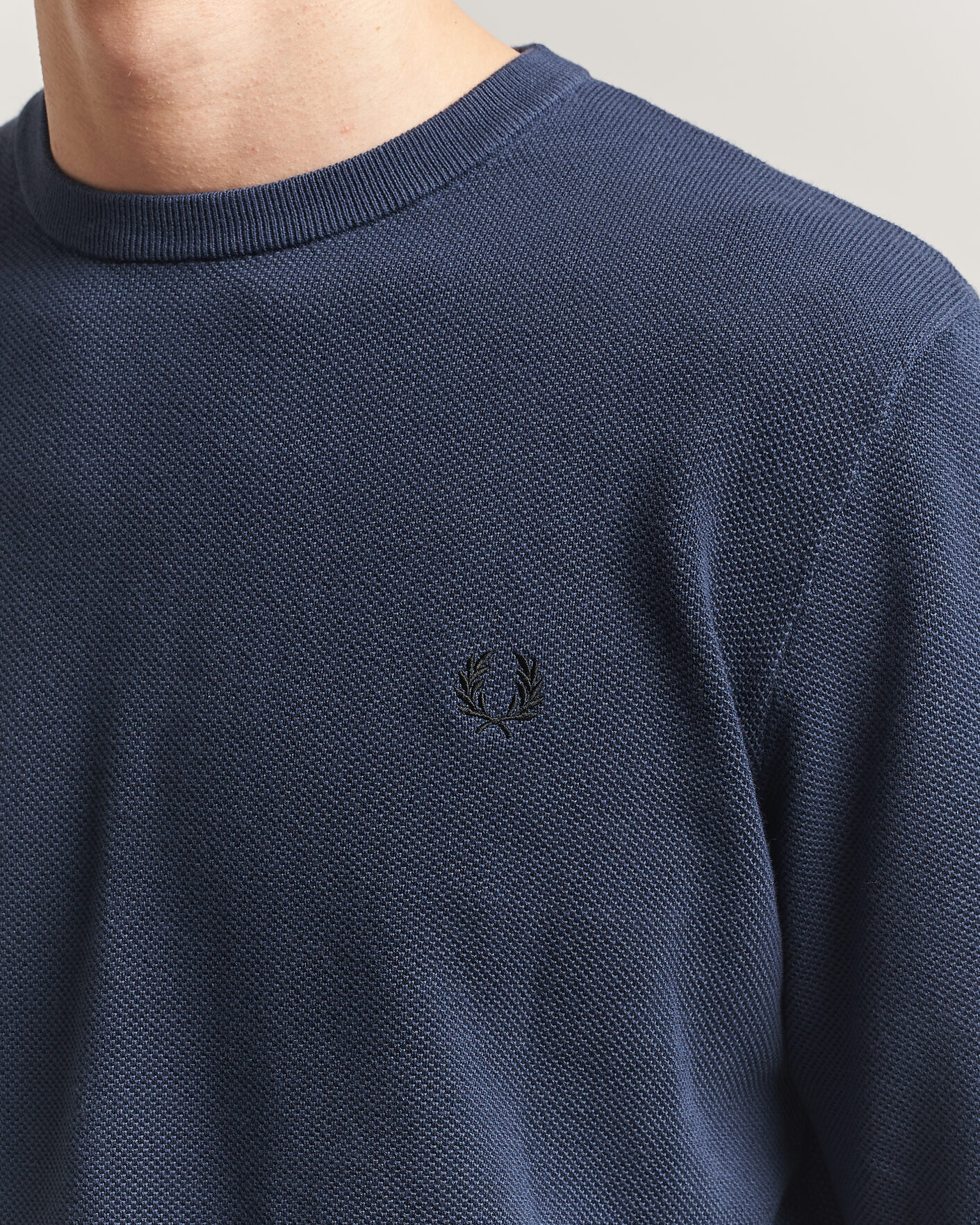 Heren | Truien | Fred Perry | Piqué Stitched Sweater Dark Airforce