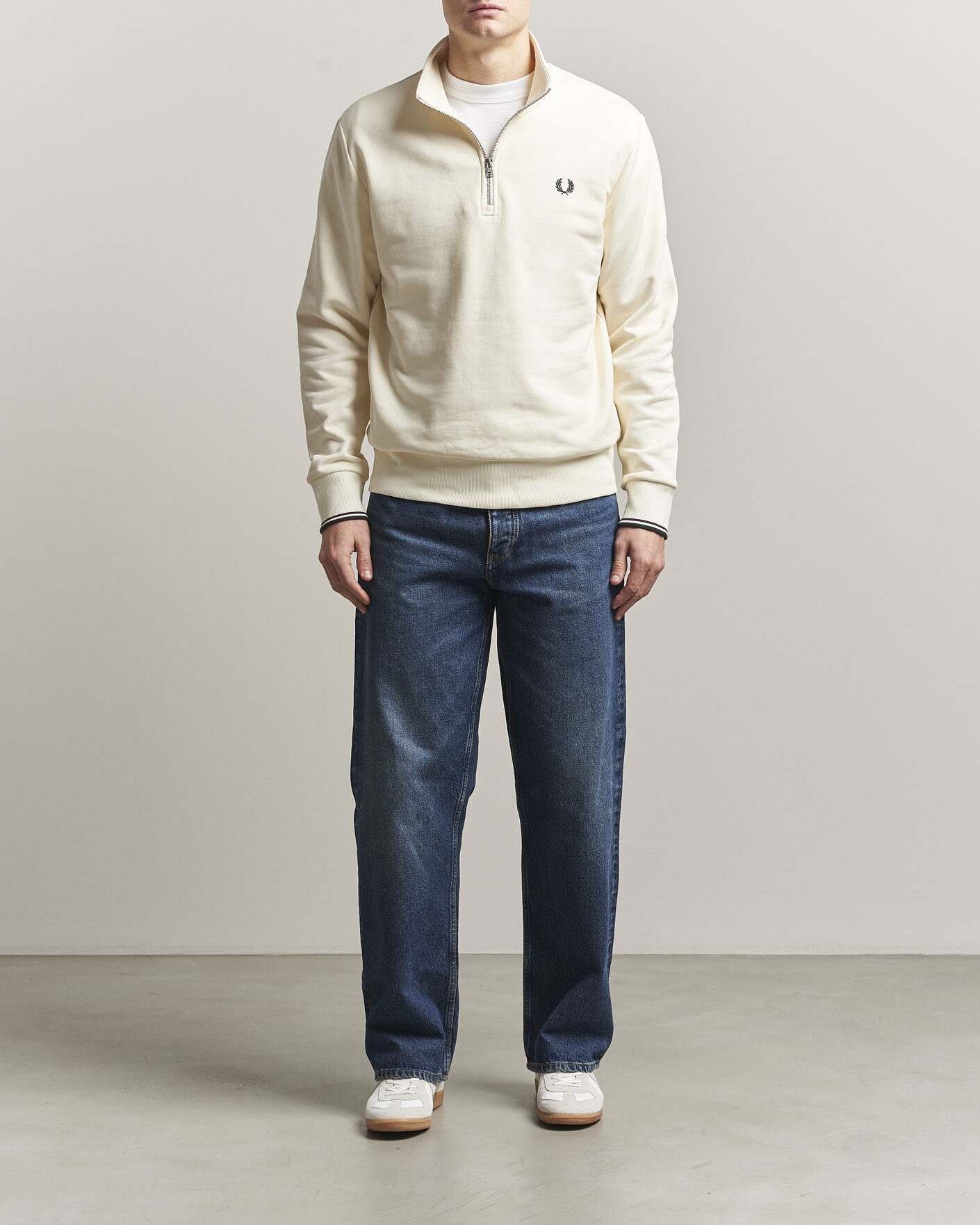 Heren | Truien | Fred Perry | Half Zip Sweatshirt Ecru