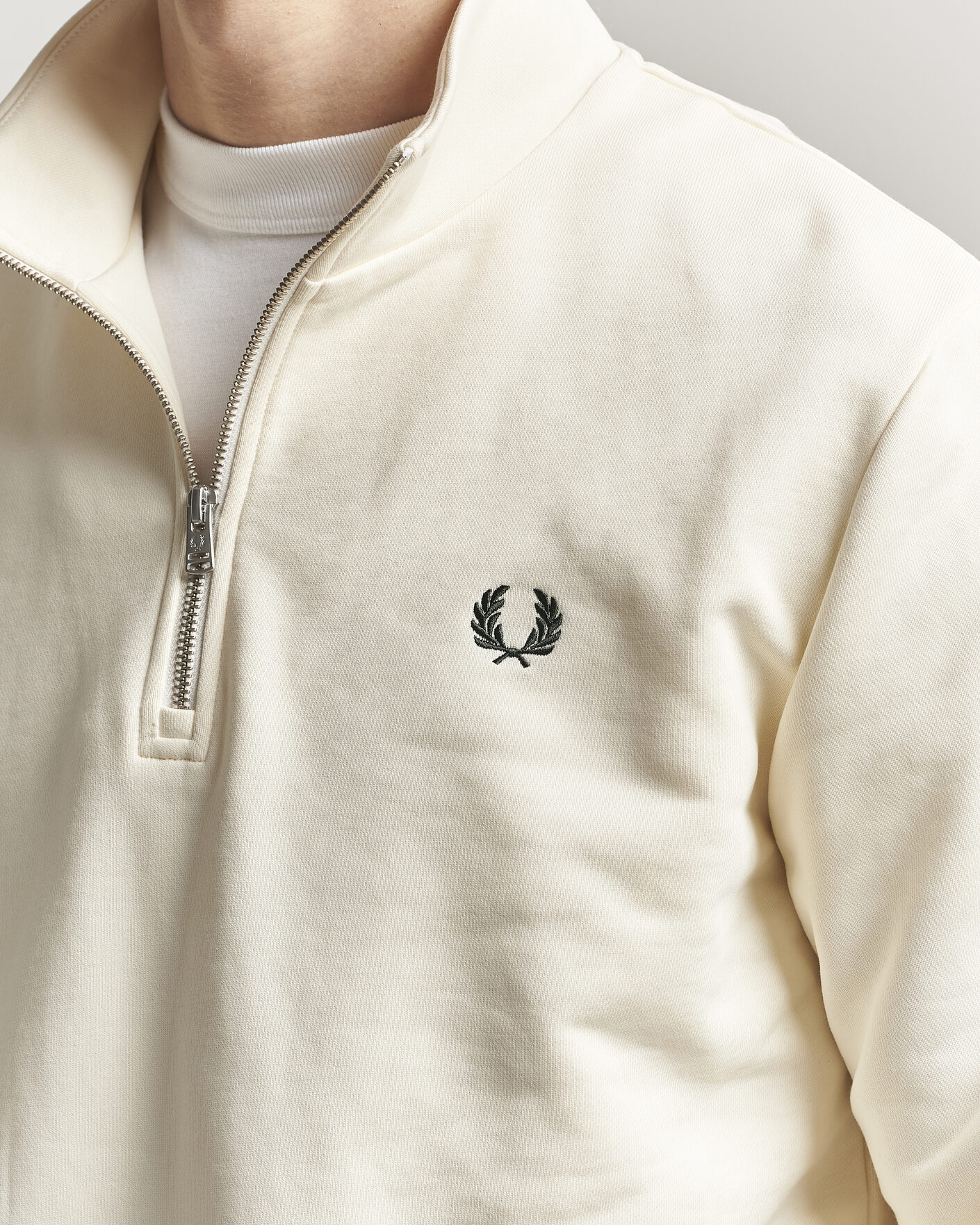 Heren | Truien | Fred Perry | Half Zip Sweatshirt Ecru