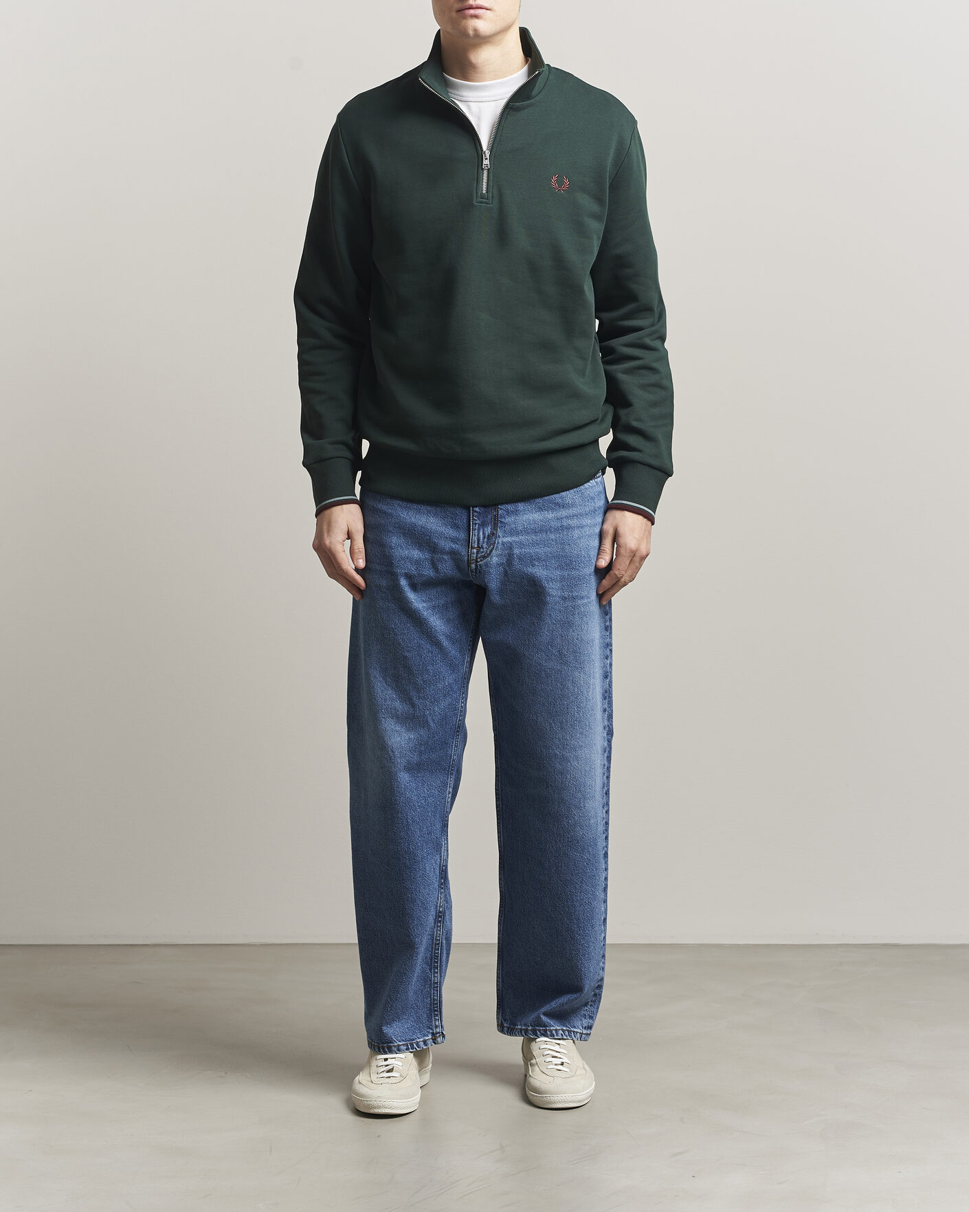 Heren | Truien | Fred Perry | Half Zip Sweatshirt Grassroots Green