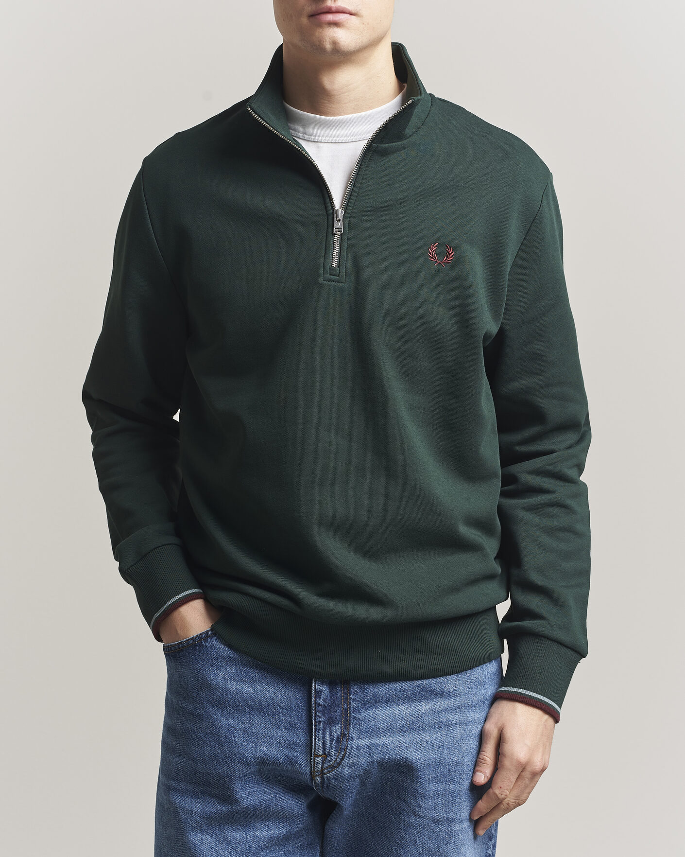 Heren | Truien | Fred Perry | Half Zip Sweatshirt Grassroots Green