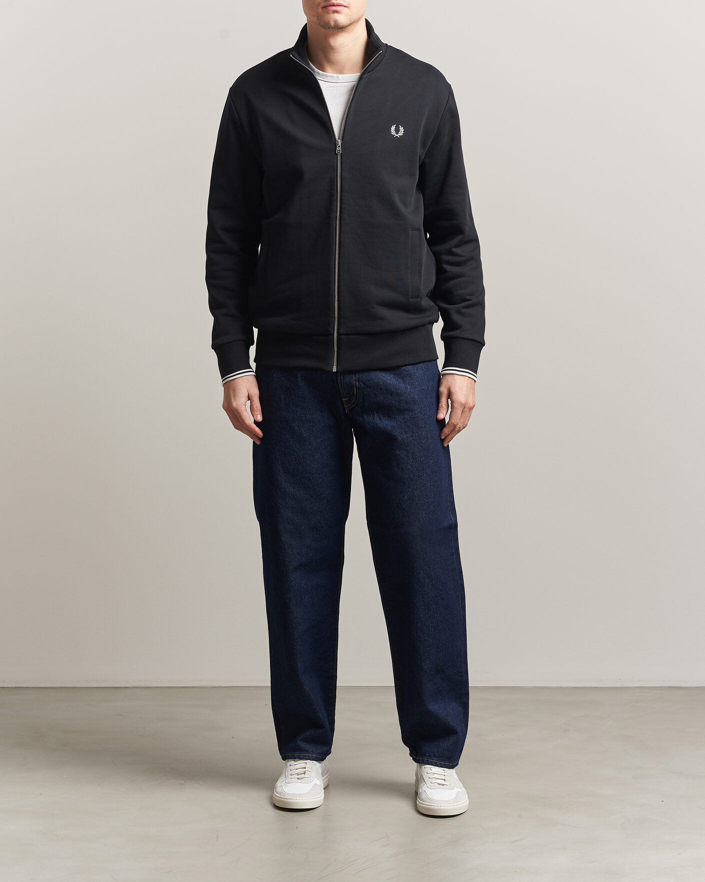 Heren | Truien | Fred Perry | Full Zip Sweatshirt Black