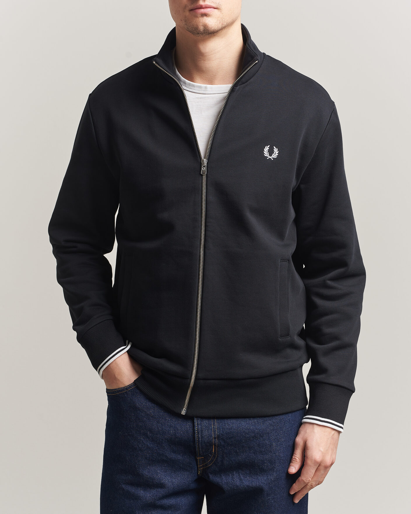 Heren | Truien | Fred Perry | Full Zip Sweatshirt Black