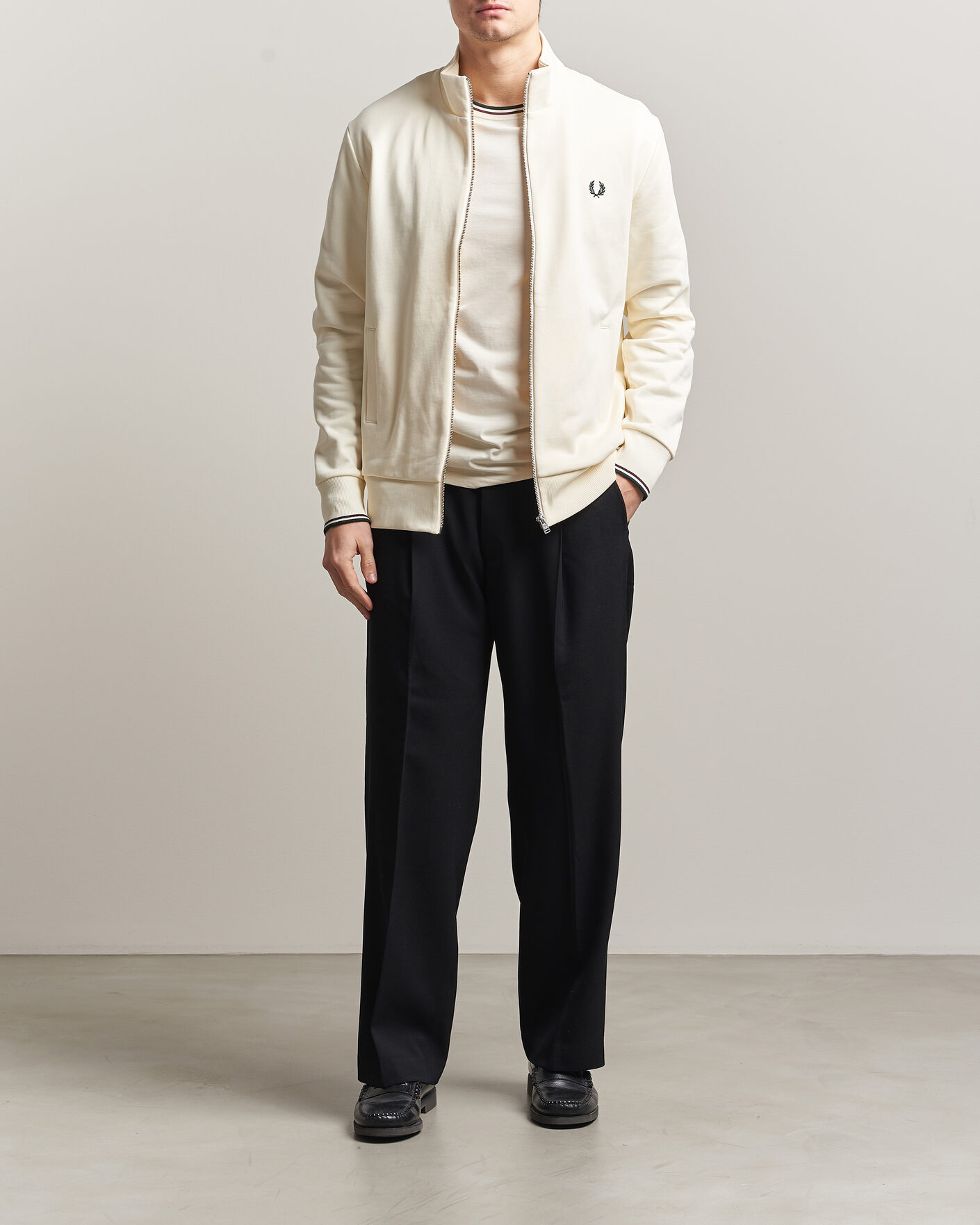 Heren | Truien | Fred Perry | Full Zip Sweatshirt Ecru