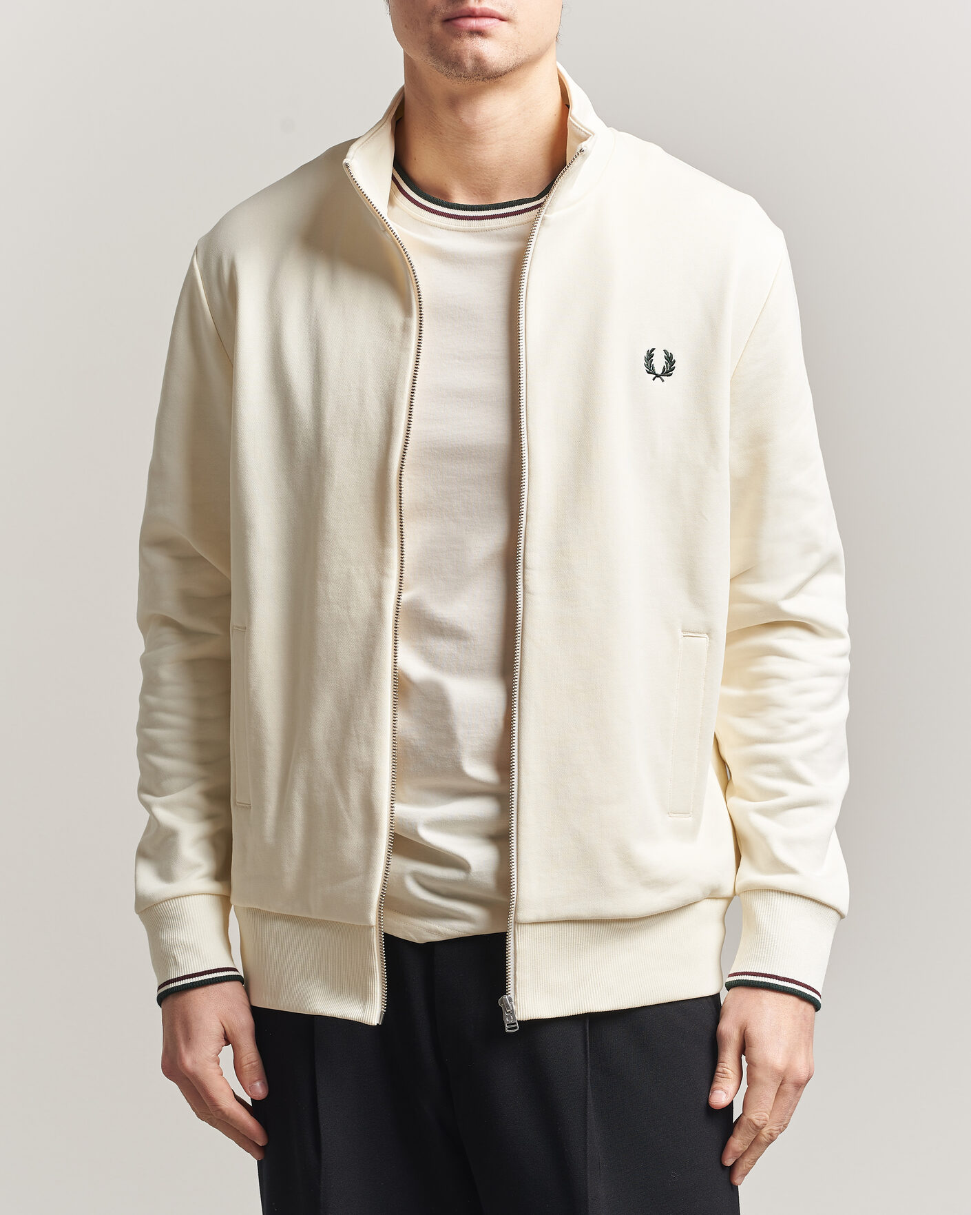 Heren | Truien | Fred Perry | Full Zip Sweatshirt Ecru