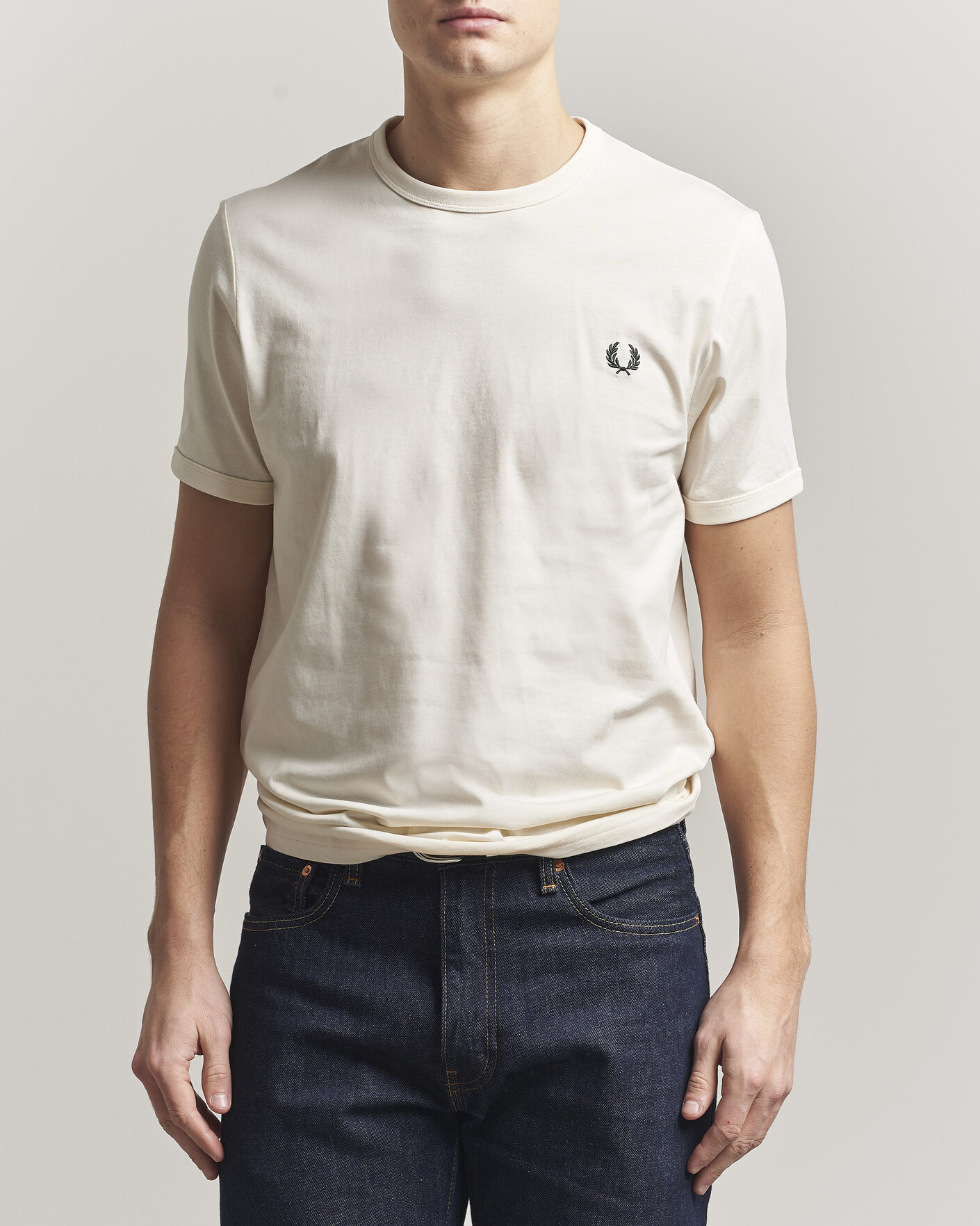 Heren | T-shirts | Fred Perry | Ringer T-Shirt Ecru