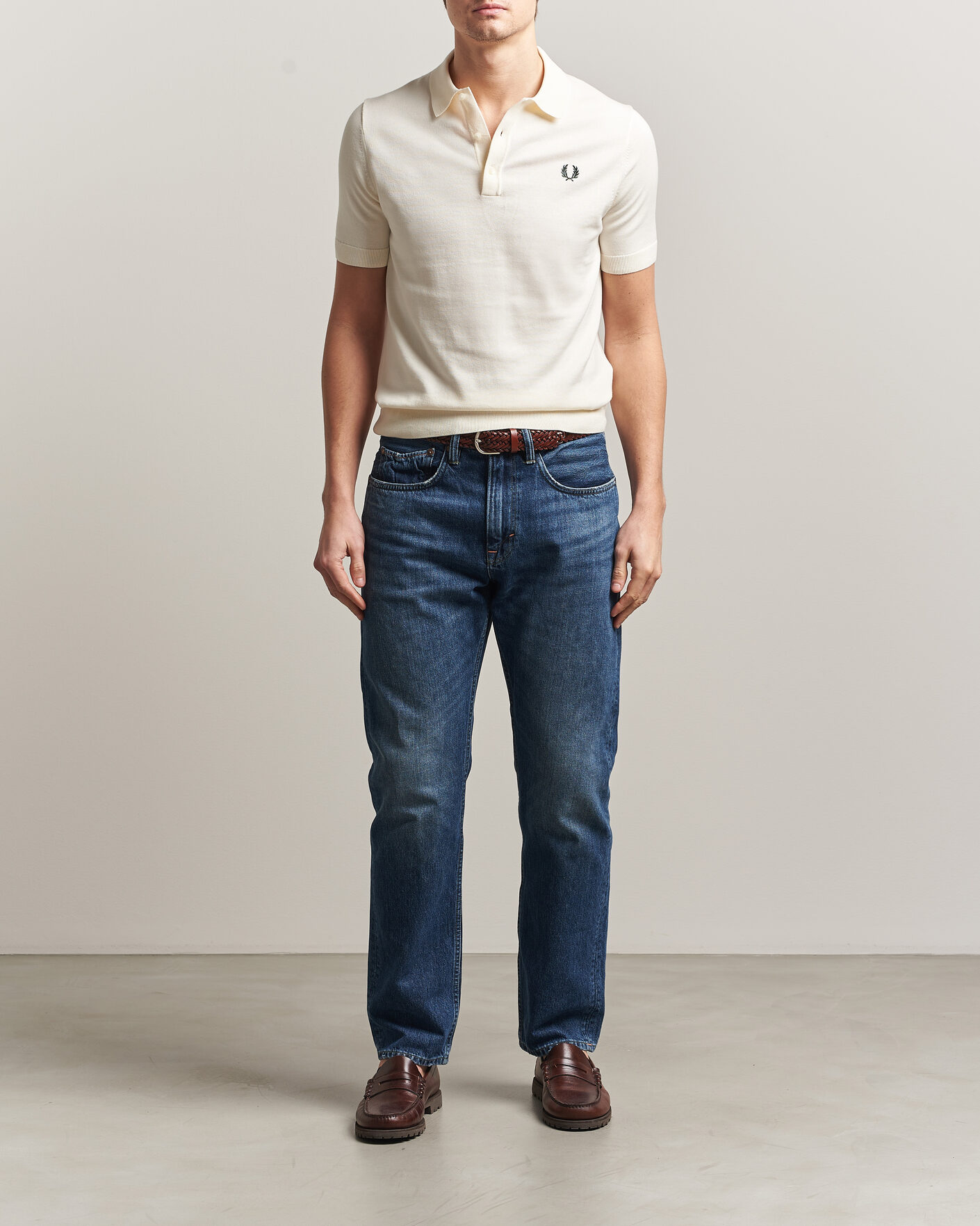 Heren | Polo's | Fred Perry | Cotton Knitted Polo Ecru