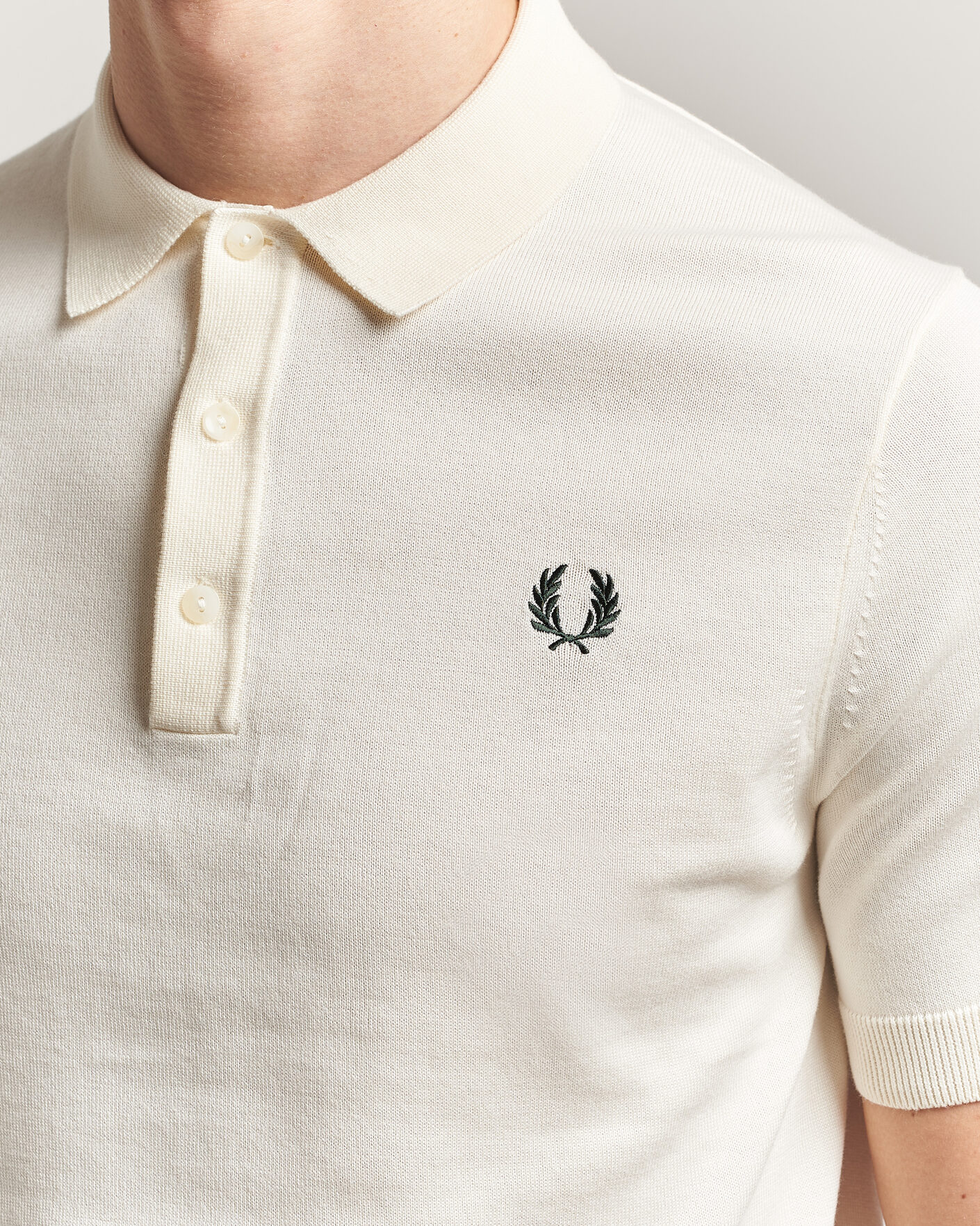 Heren | Polo's | Fred Perry | Cotton Knitted Polo Ecru