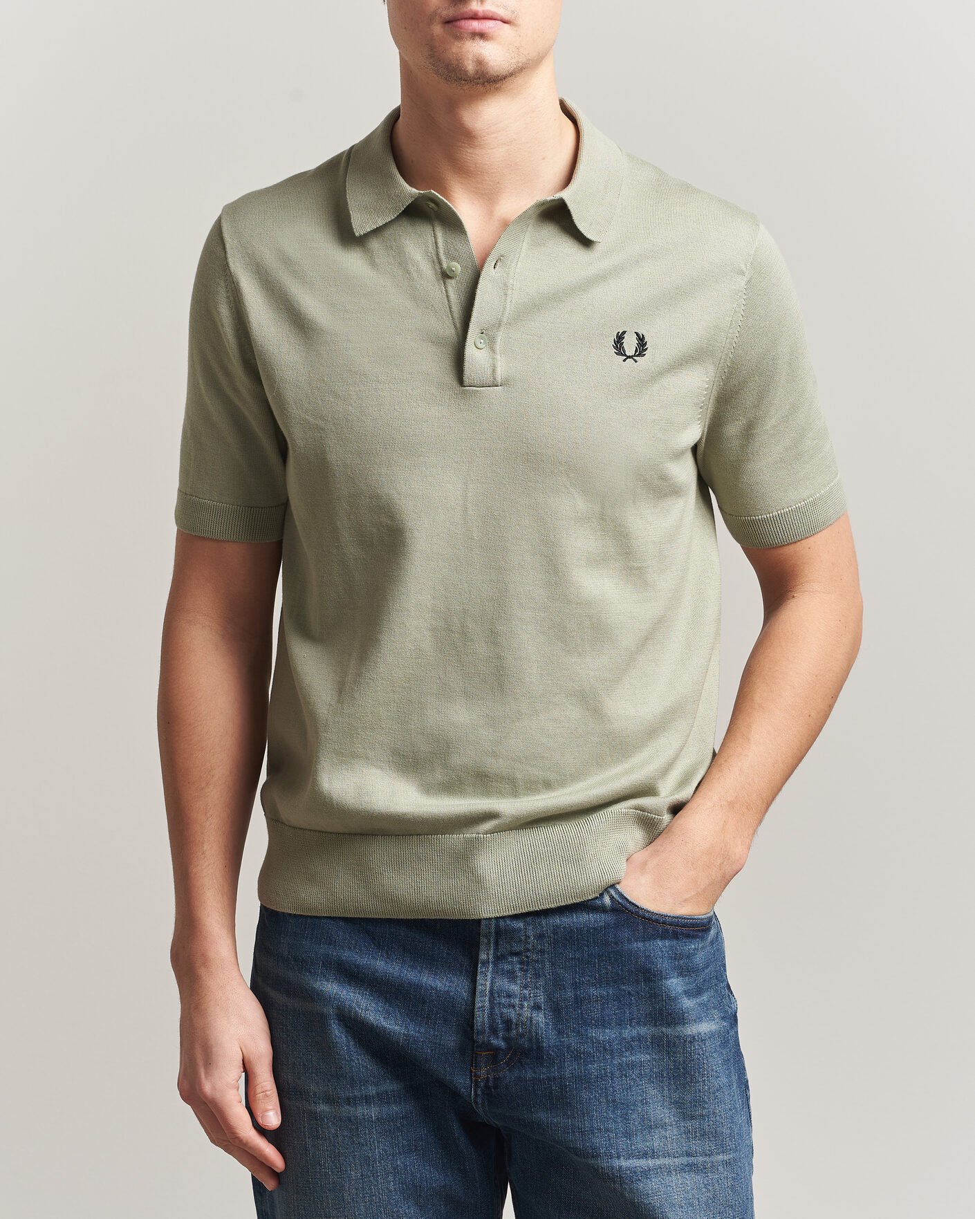 Heren | Polo's | Fred Perry | Cotton Knitted Polo Seagrass Green