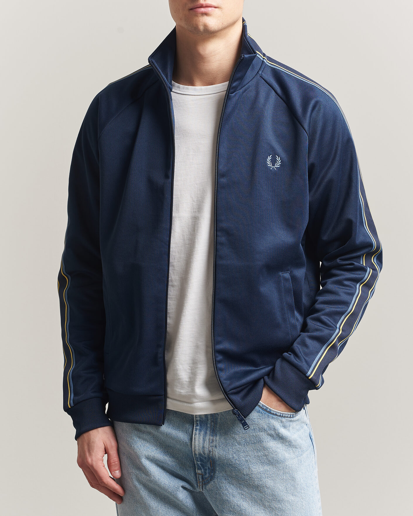 Heren | Truien | Fred Perry | Tramline Taped Track Jacket Tennis Blue