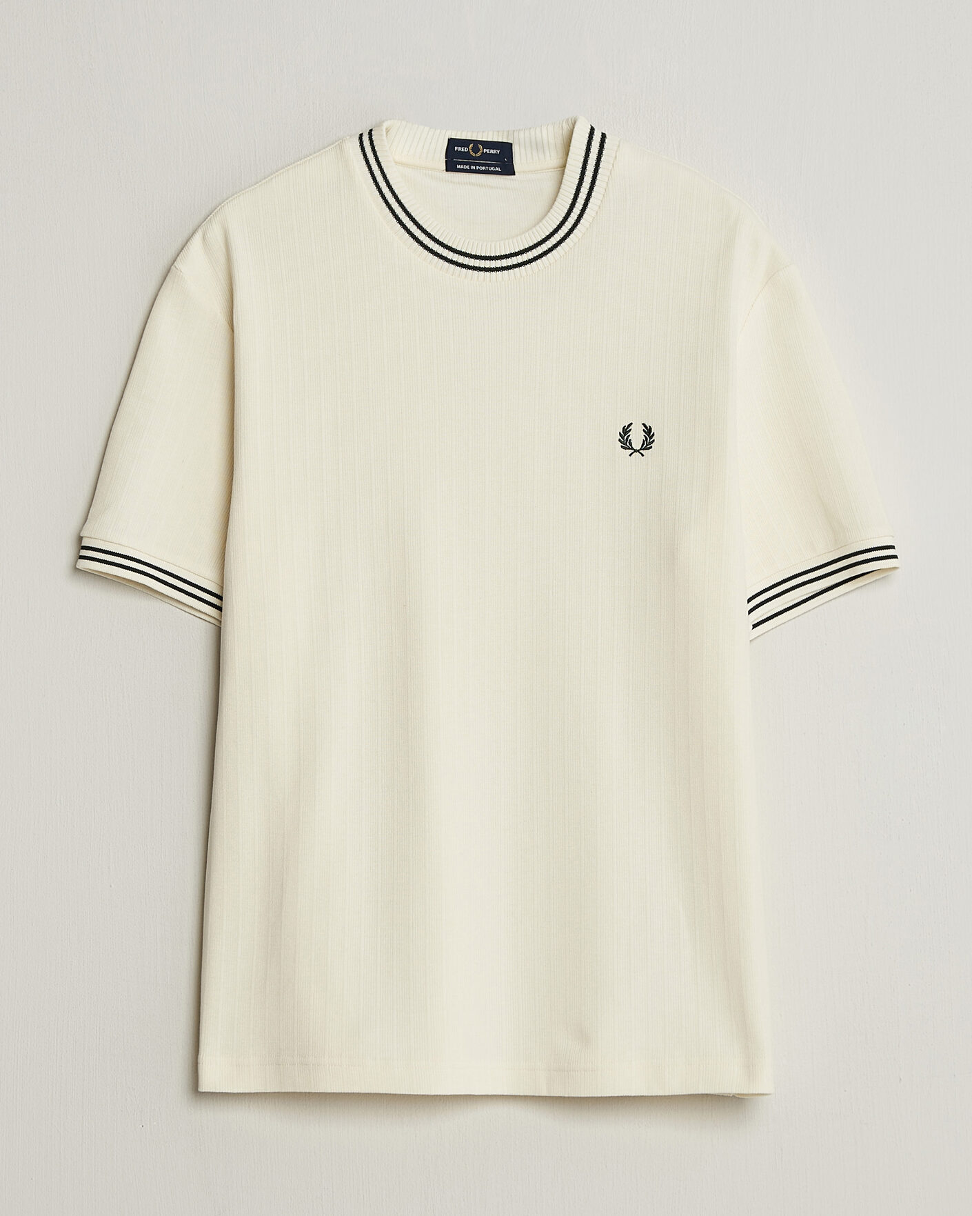 Heren | T-shirts | Fred Perry | Rib Knitted T-Shirt Ecru
