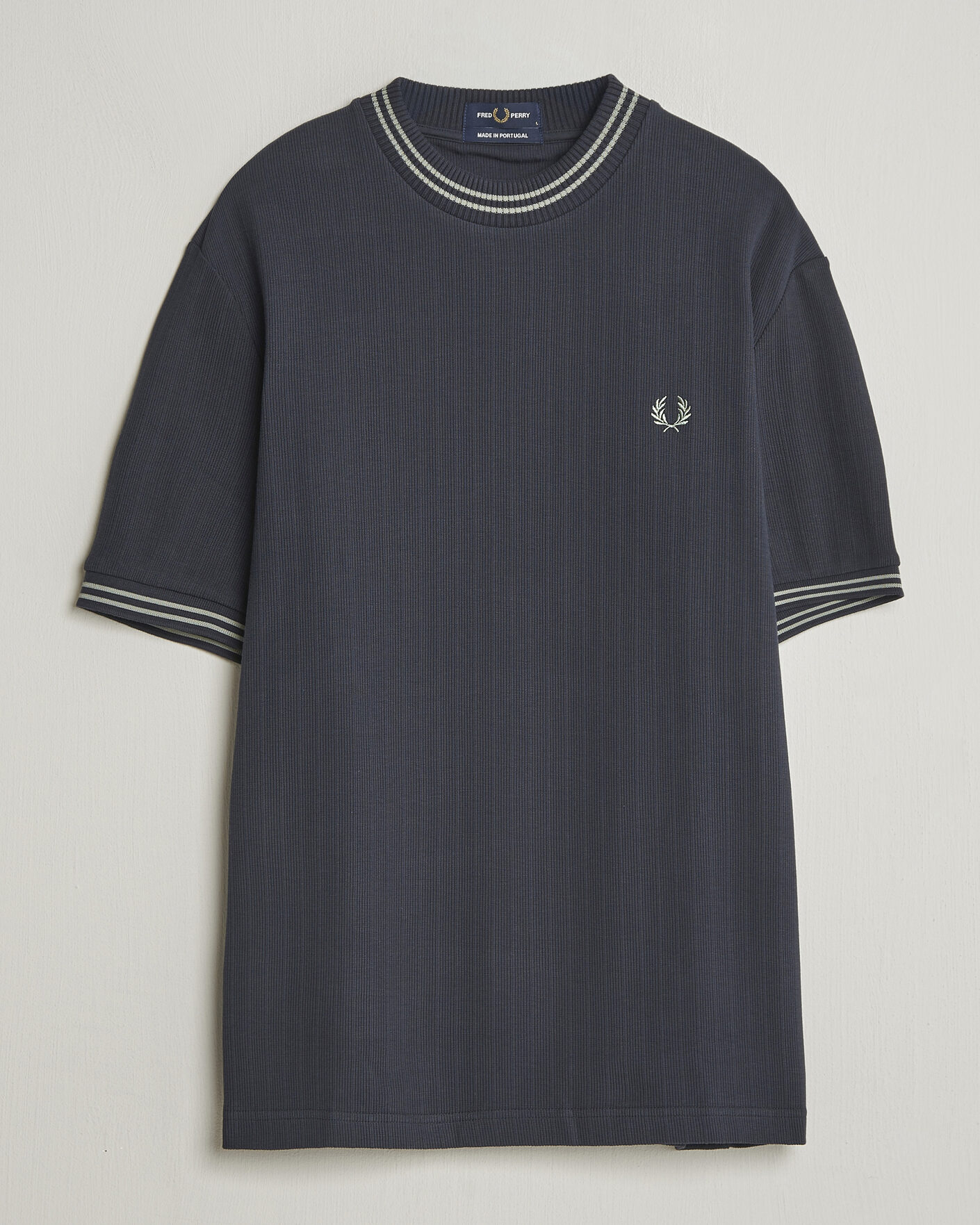 Heren | T-shirts | Fred Perry | Rib Knitted T-Shirt Navy