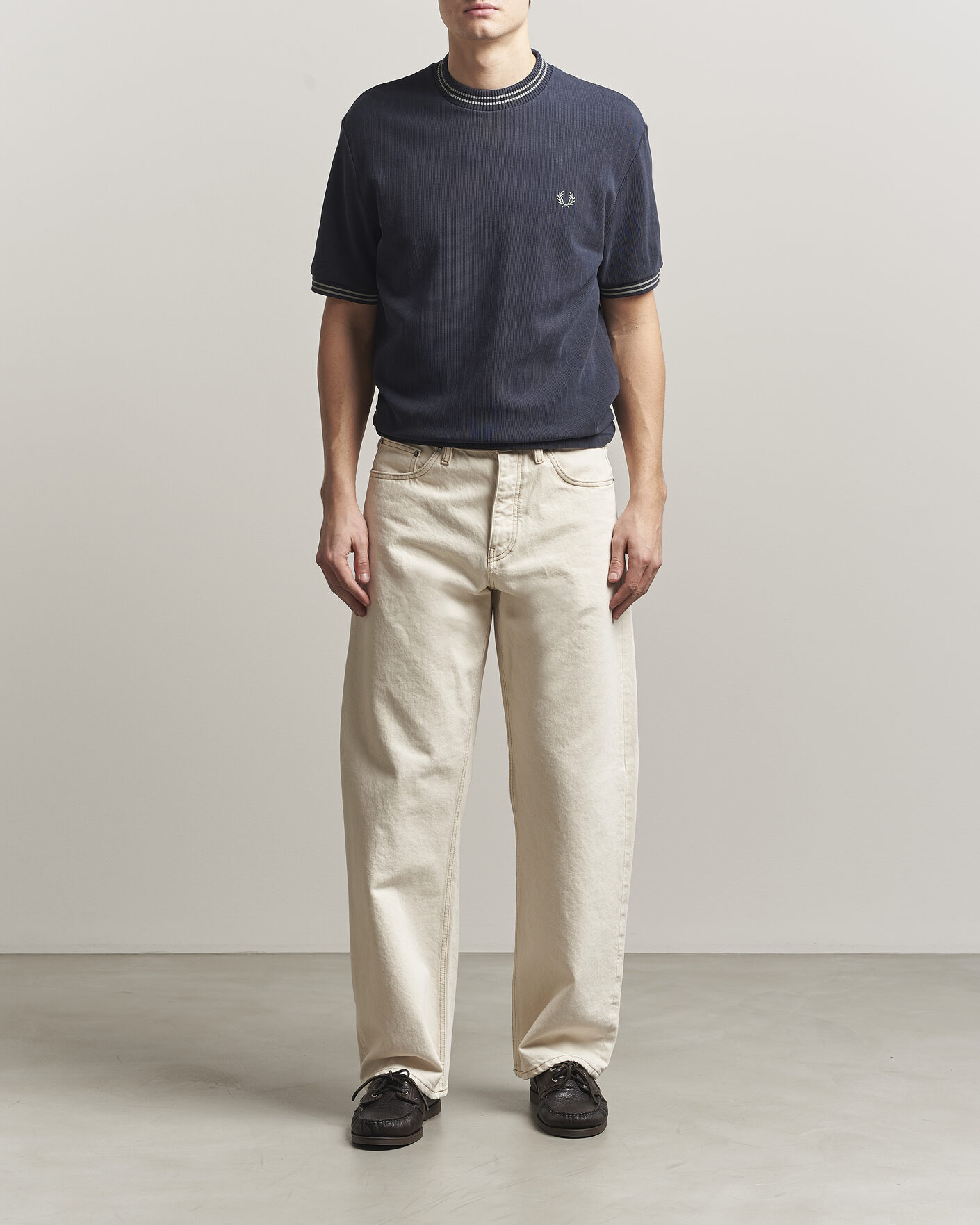 Heren | T-shirts | Fred Perry | Rib Knitted T-Shirt Navy