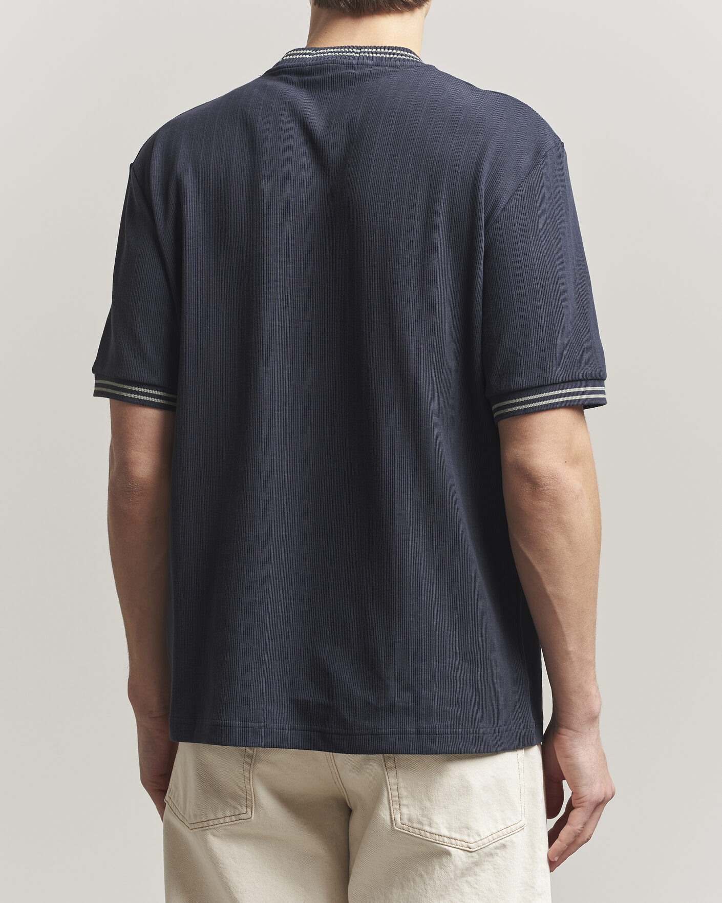Heren | T-shirts | Fred Perry | Rib Knitted T-Shirt Navy