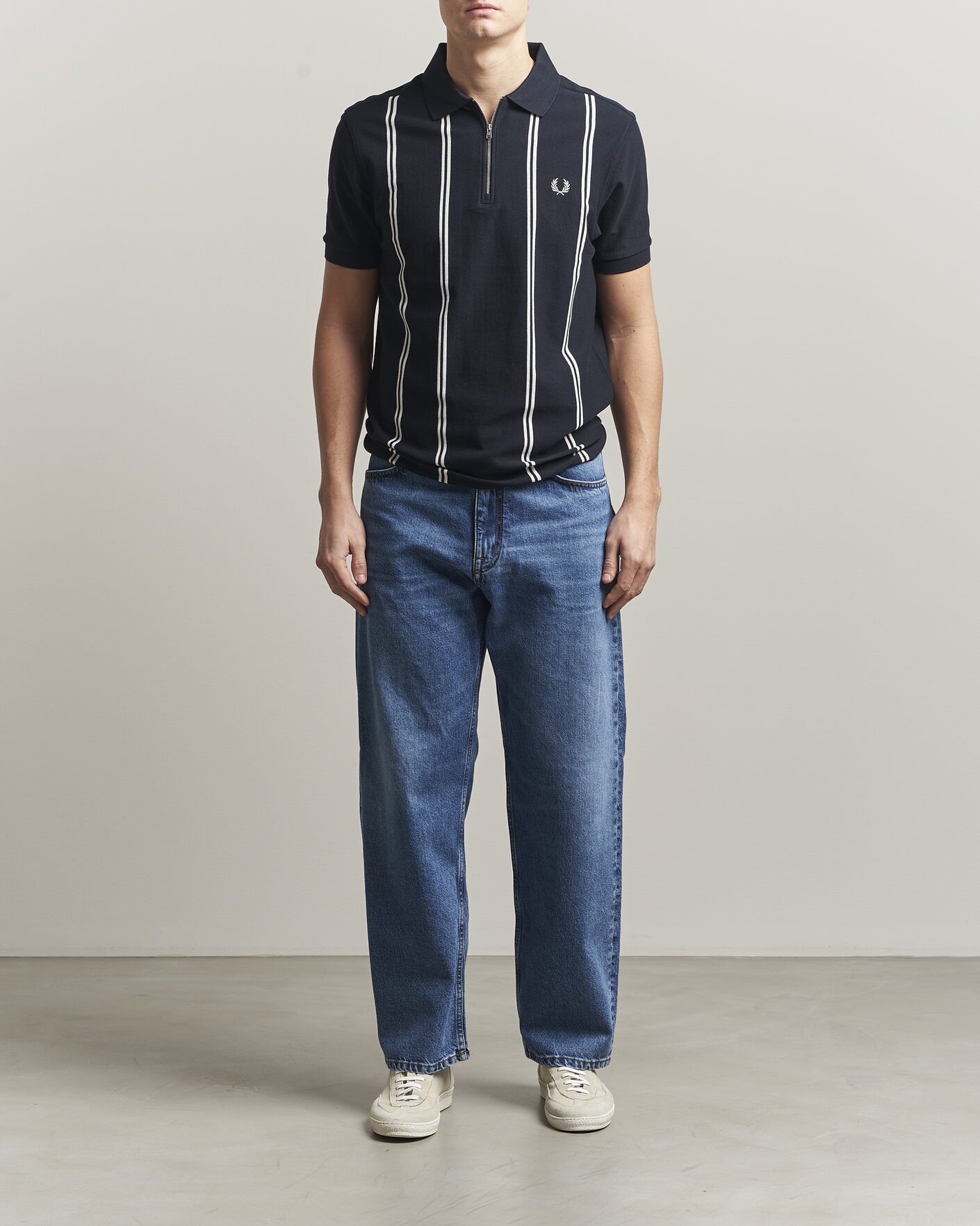Heren | Polo's | Fred Perry | Vertical Striped Polo Navy