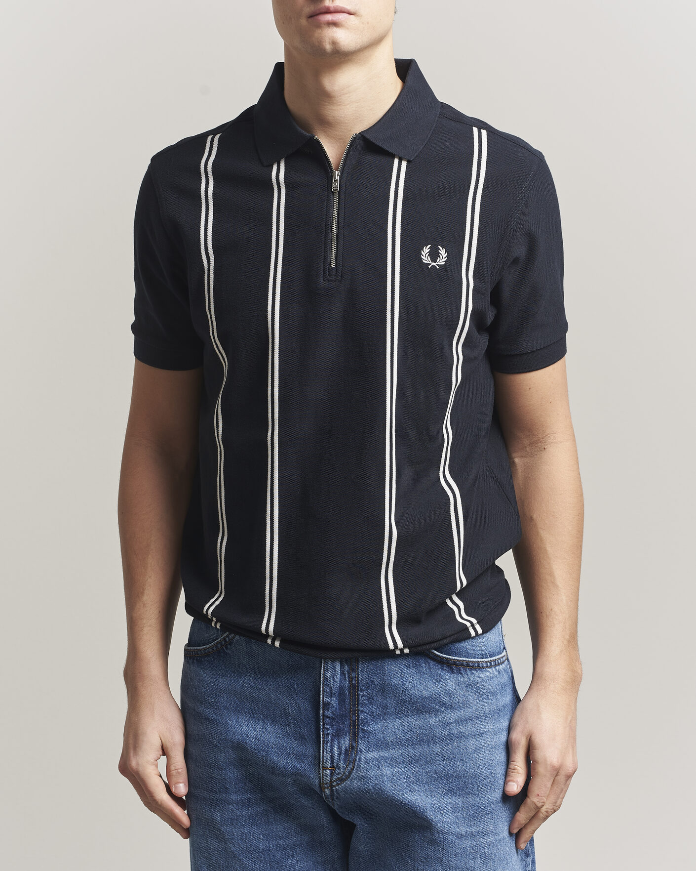 Heren | Polo's | Fred Perry | Vertical Striped Polo Navy