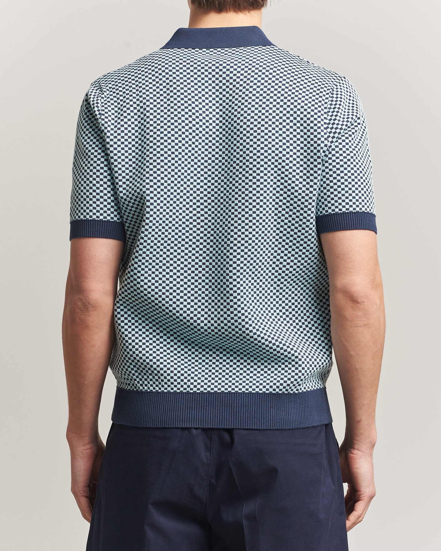 Heren | Polo's | Fred Perry | Checkboard Knitted Polo Dark Airforce