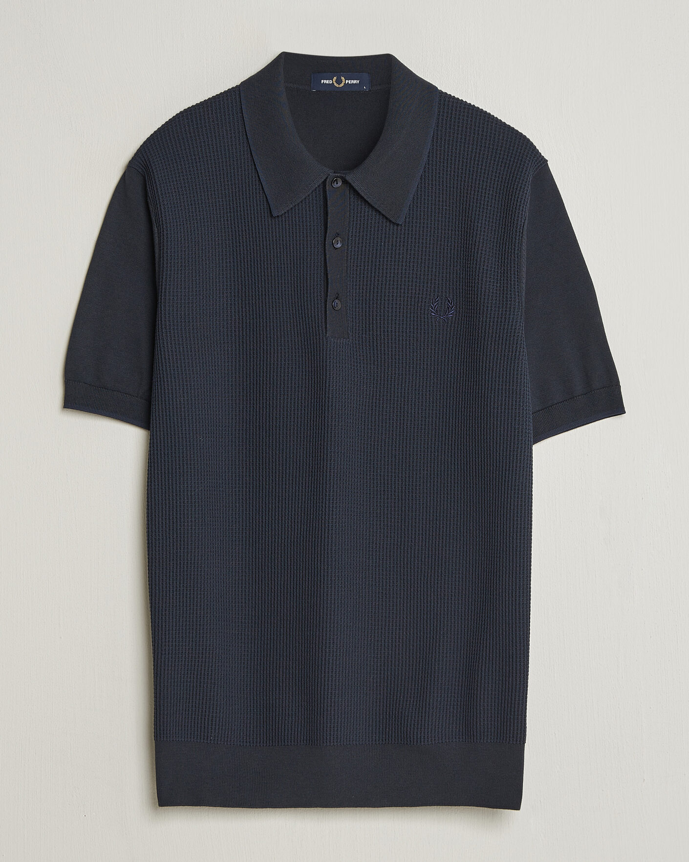 Heren | Polo's | Fred Perry | Waffle Knitted Polo Navy