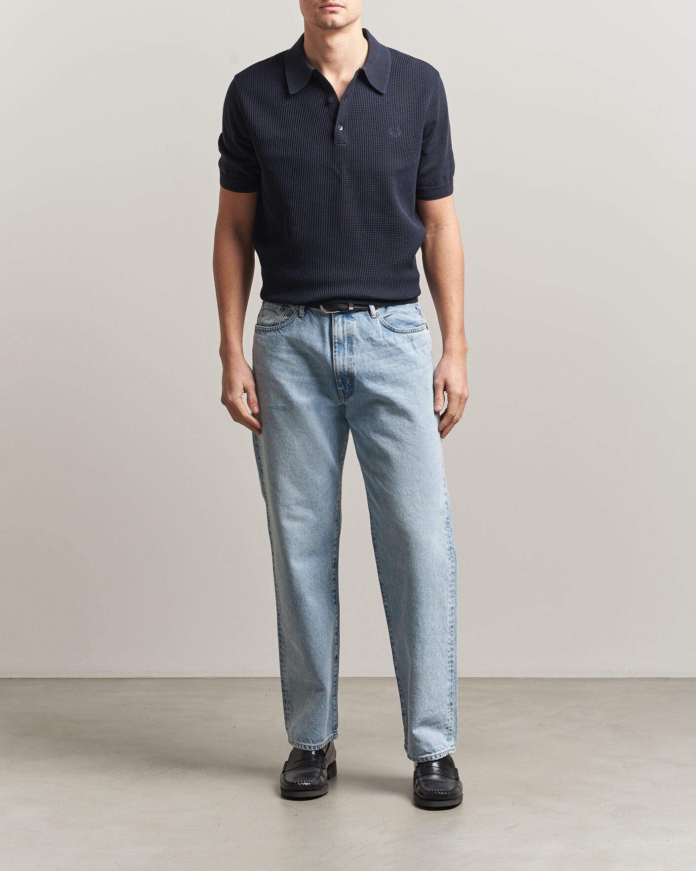 Heren | Polo's | Fred Perry | Waffle Knitted Polo Navy