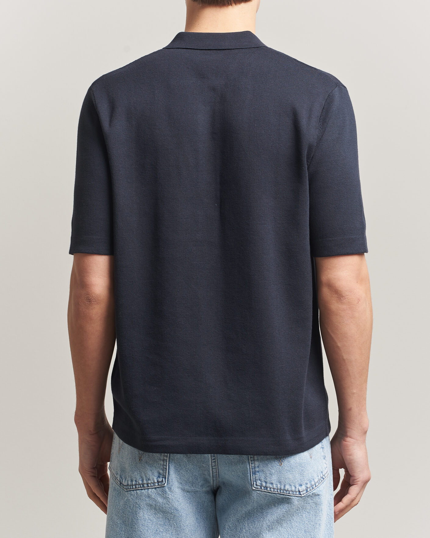 Heren | Overhemden | Fred Perry | Tonal Vertical Striped Knitted Shirt Navy