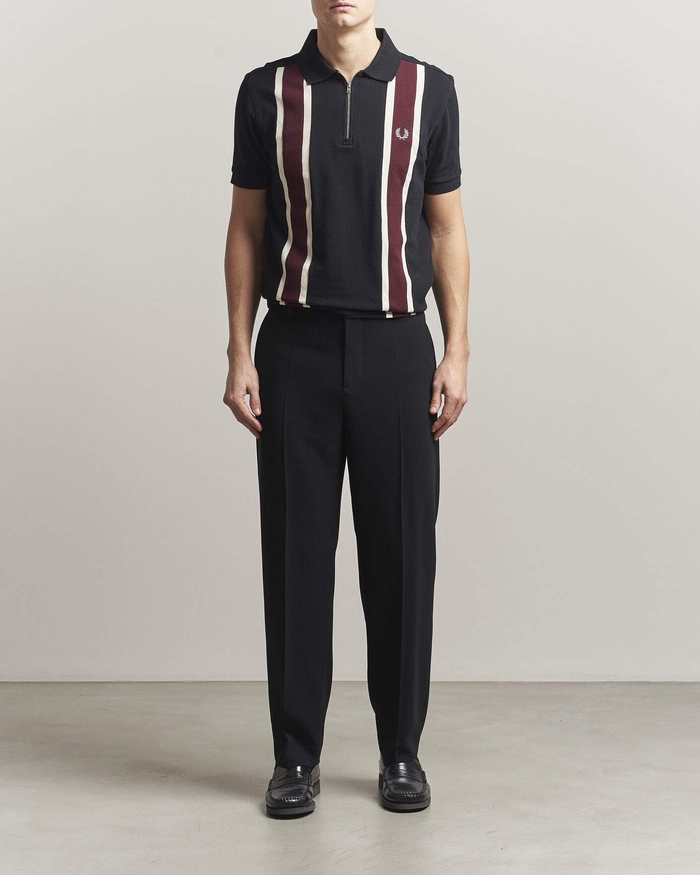 Heren | Polo's | Fred Perry | Tramline Half Zip Polo Black