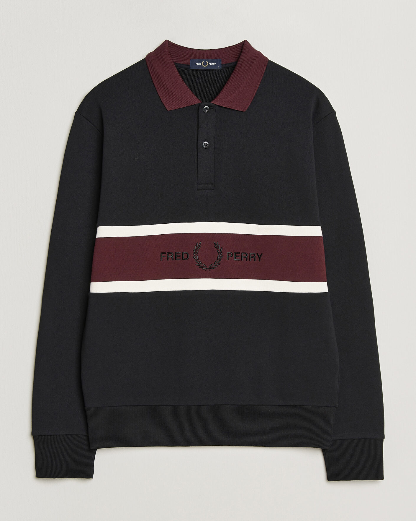 Heren | Truien | Fred Perry | Embroidered Paneled Polo Sweater Black