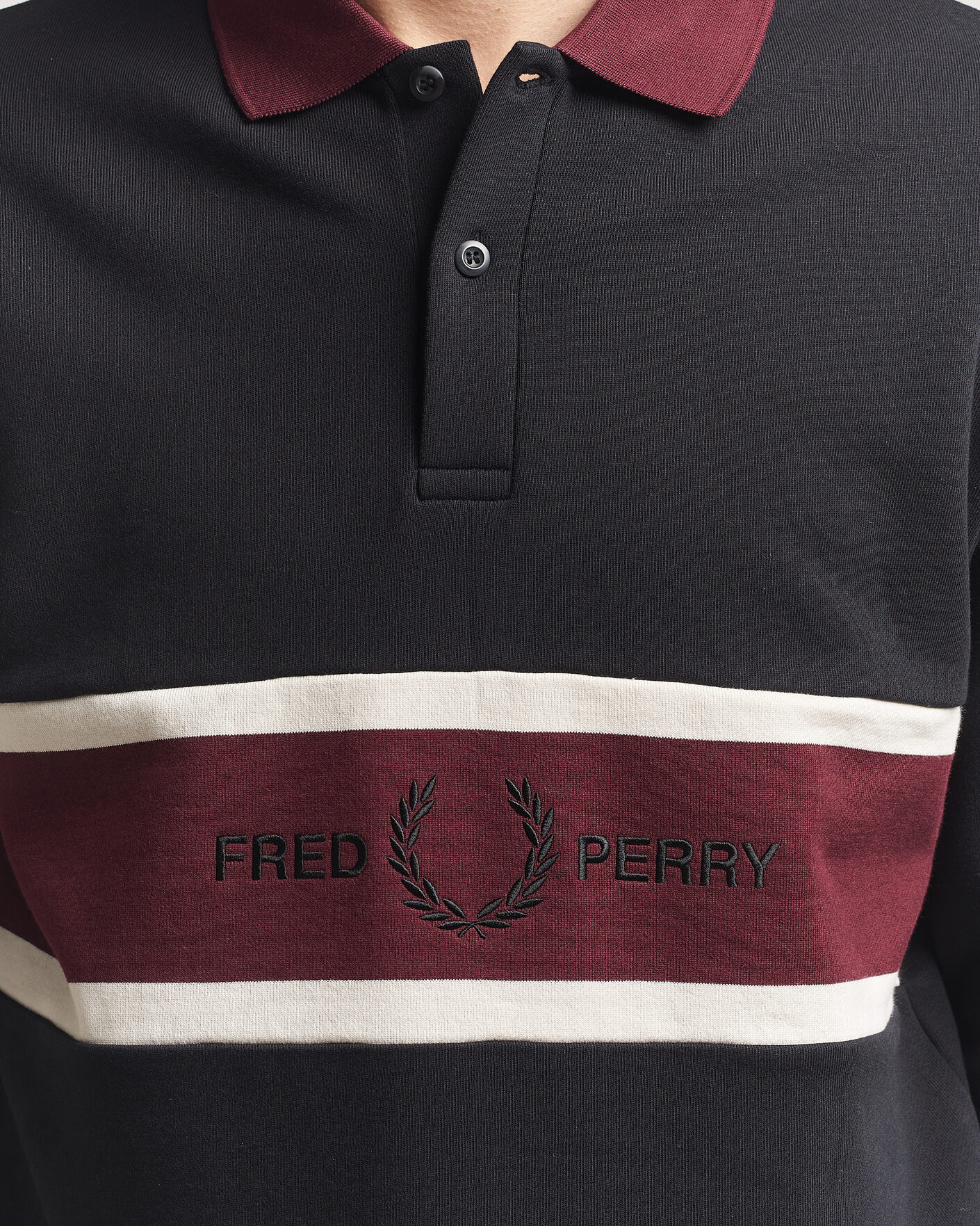 Heren | Truien | Fred Perry | Embroidered Paneled Polo Sweater Black