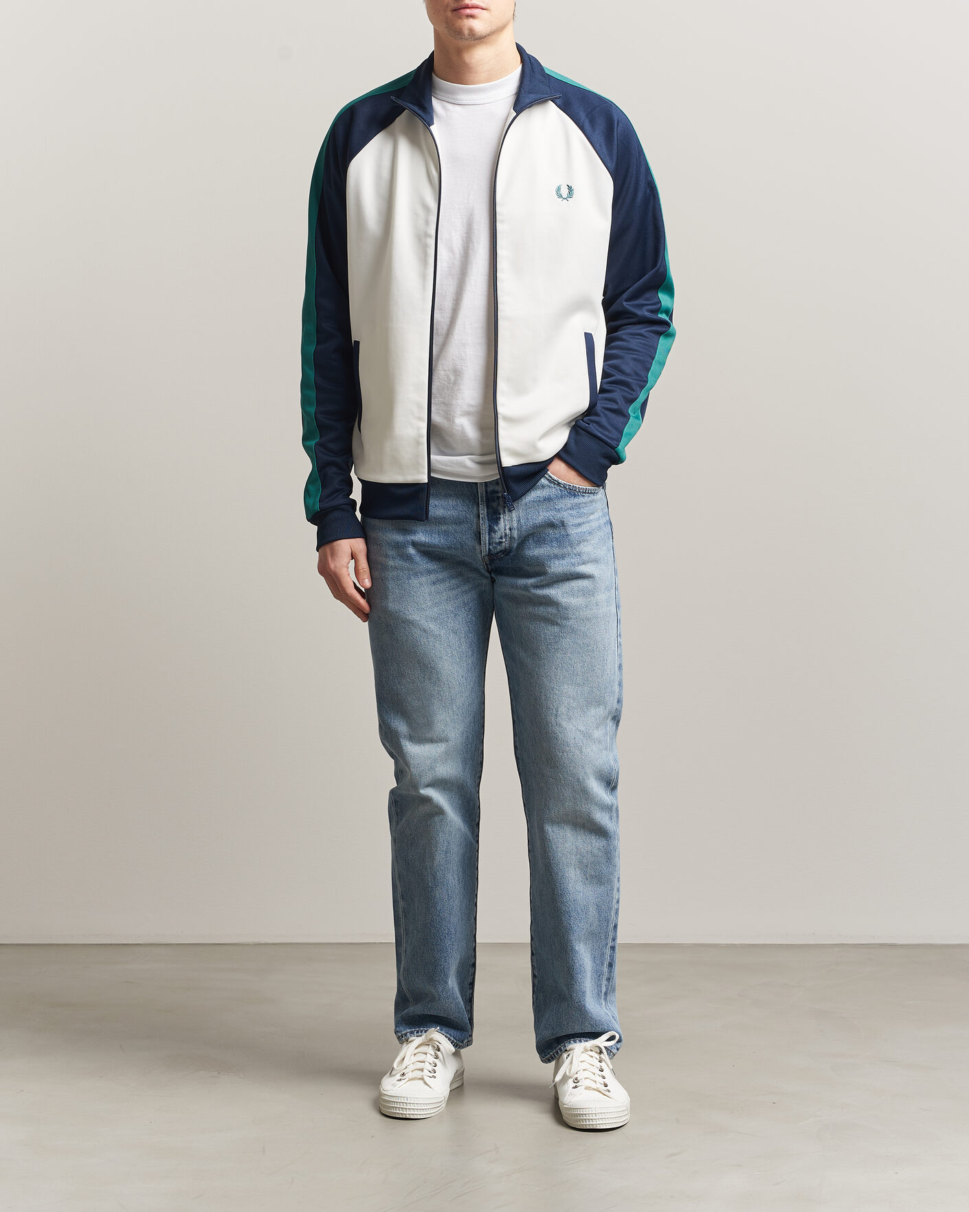 Heren | Truien | Fred Perry | Contrast Sleeve Track Jacket Snow White