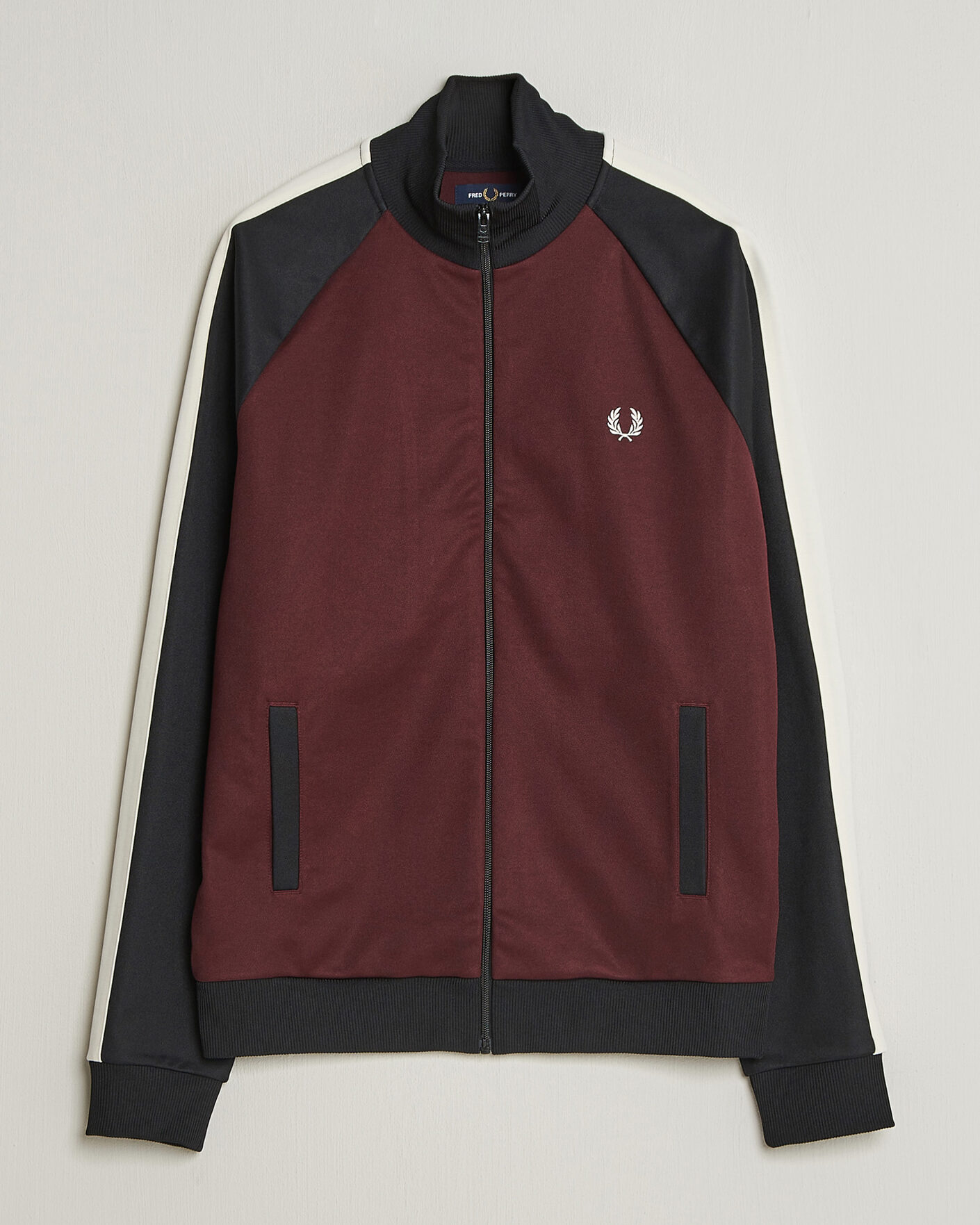 Heren | Truien | Fred Perry | Contrast Sleeve Track Jacket Oxblood