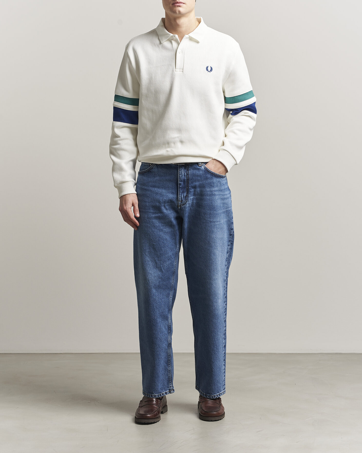 Heren | Truien | Fred Perry | Tipped Sleeve Rugger Snow White
