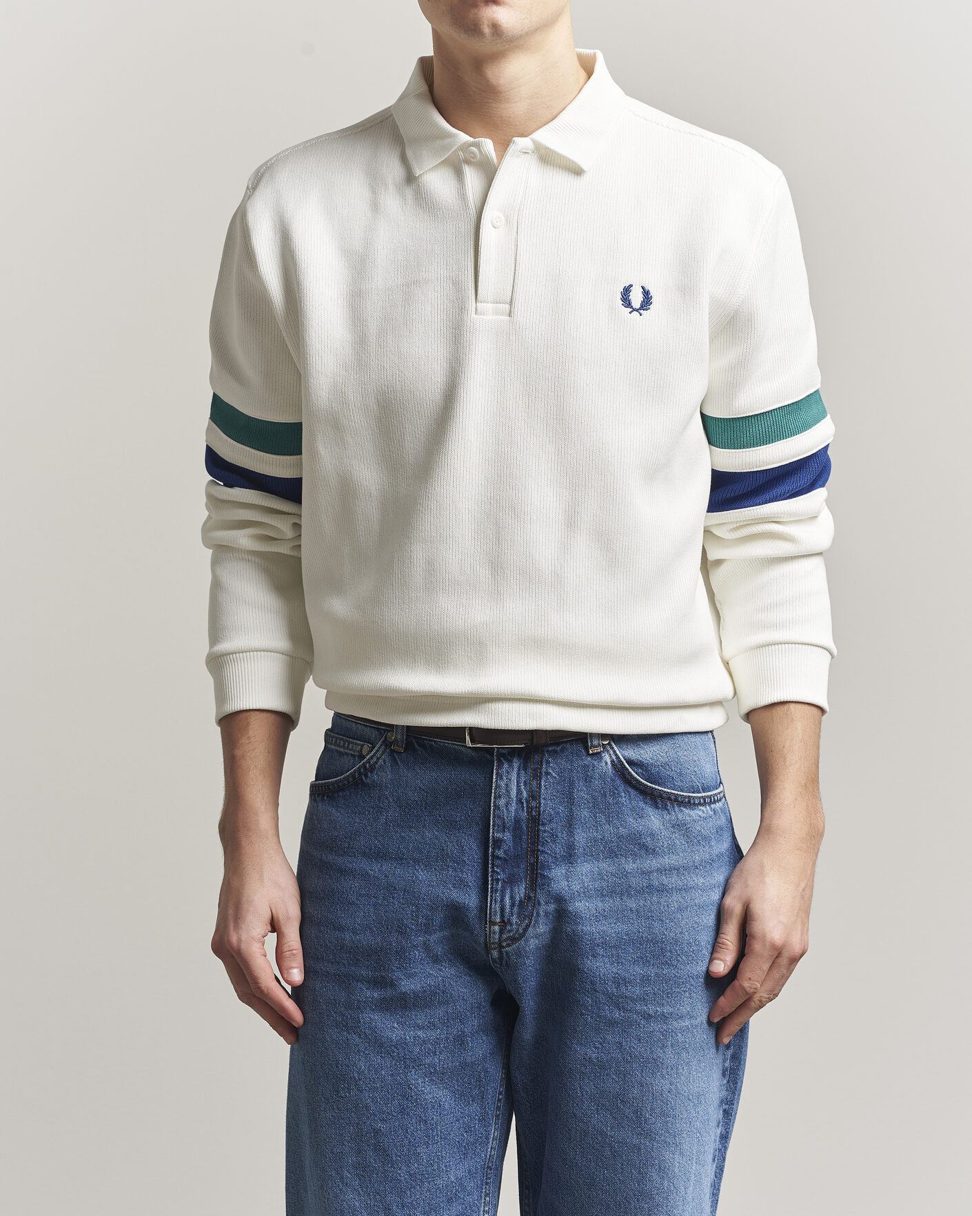 Heren | Truien | Fred Perry | Tipped Sleeve Rugger Snow White
