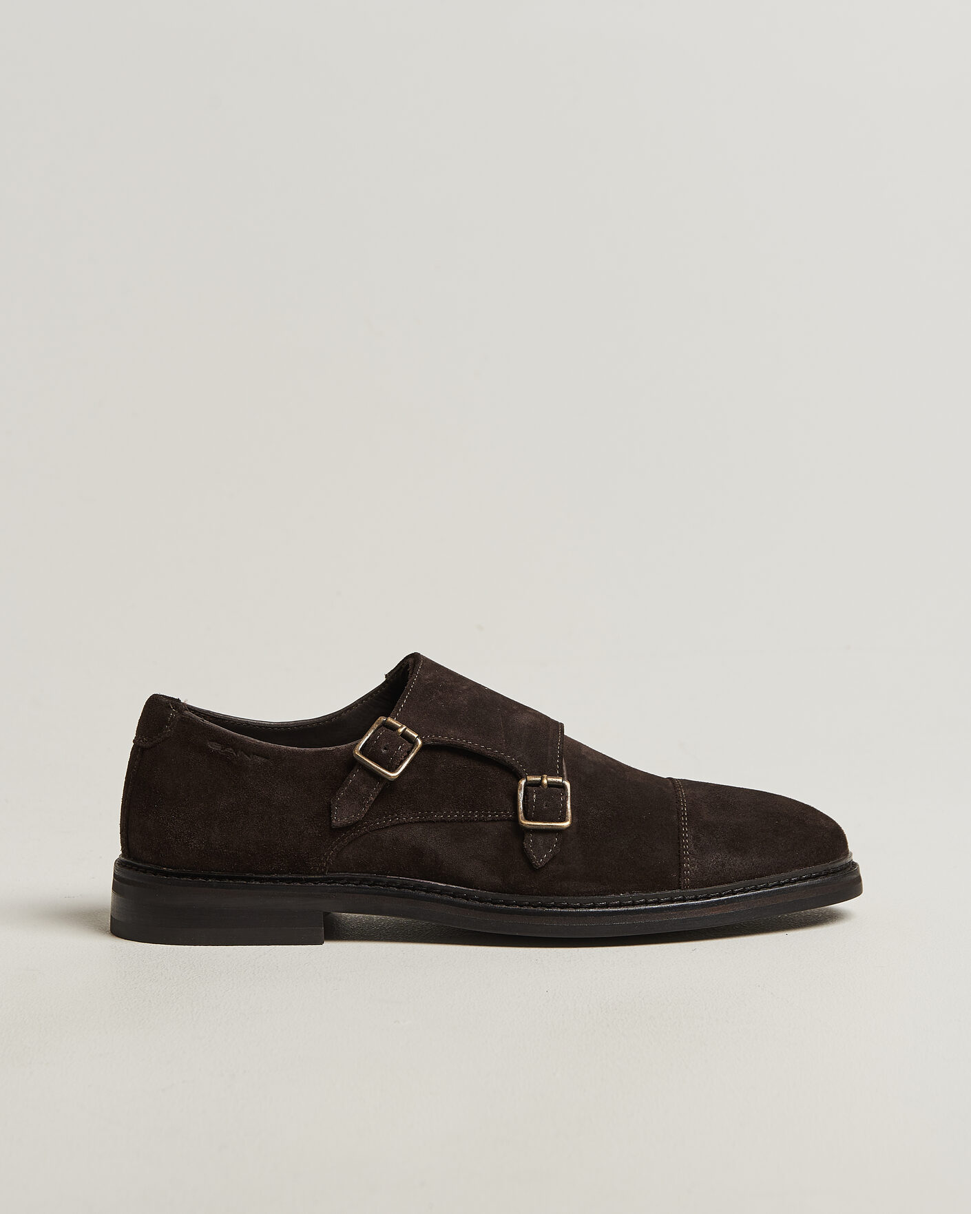 Heren | Gespschoenen | Gant | Bidford Suede Double Monkstrap Dark Brown