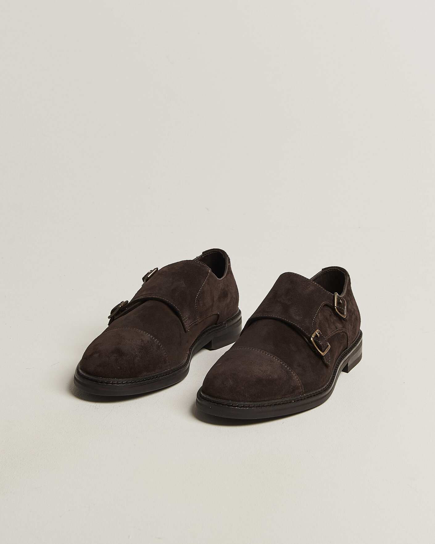 Heren | Gespschoenen | Gant | Bidford Suede Double Monkstrap Dark Brown