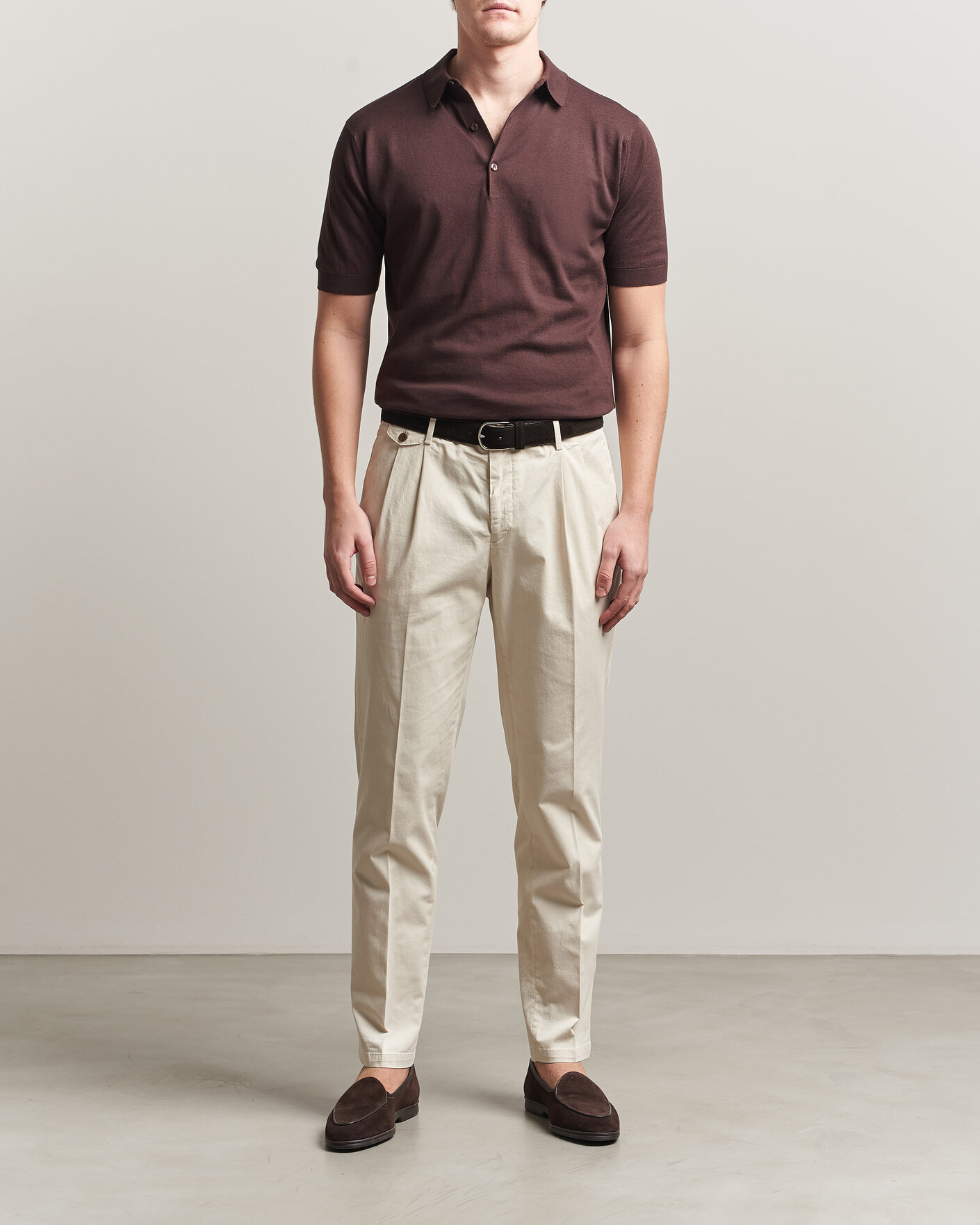 Heren | Polo's | John Smedley | Adrian Slim Fit Sea Island Cotton Polo Raisin Brown