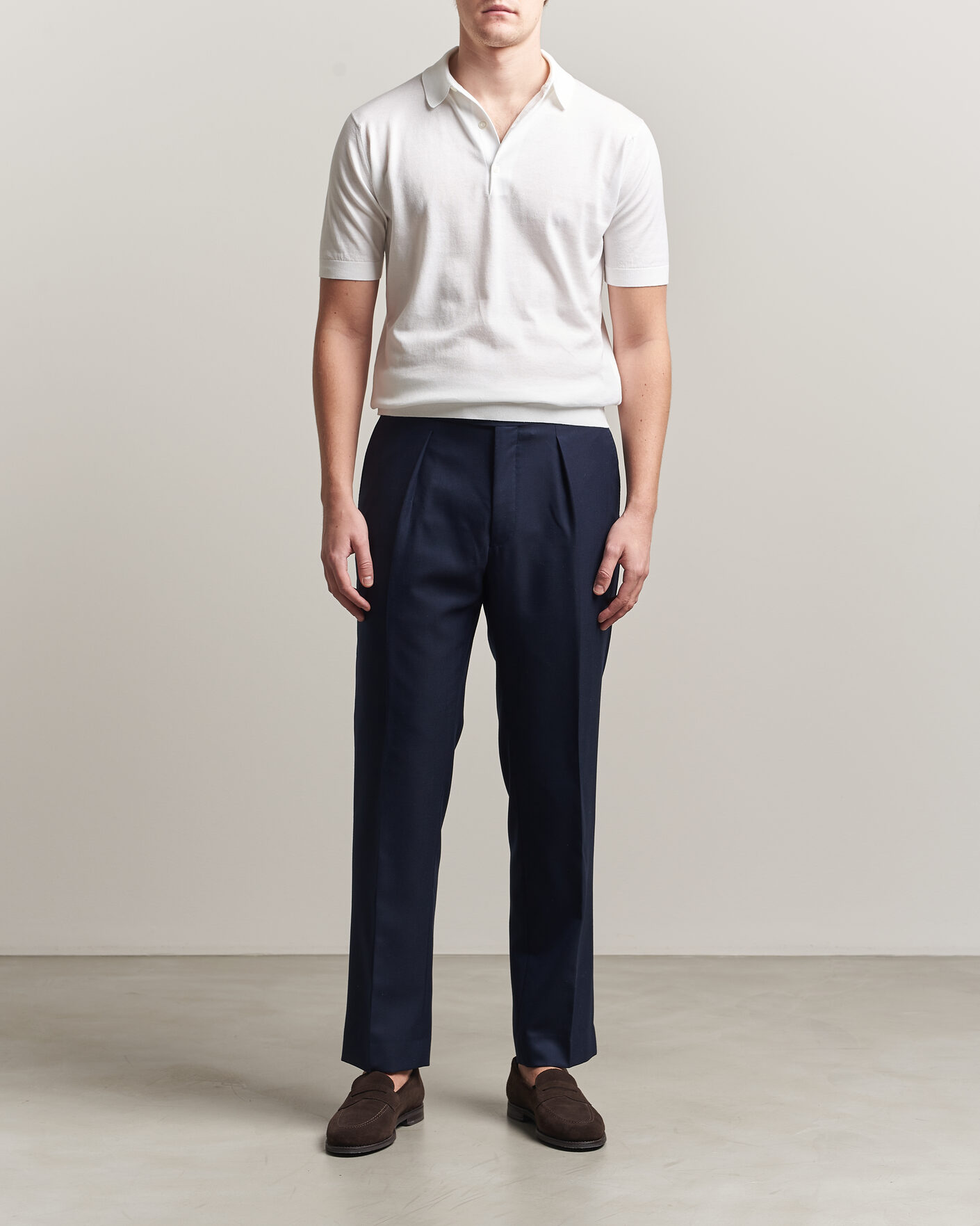 Heren | Polo's | John Smedley | Adrian Slim Fit Sea Island Cotton Polo White