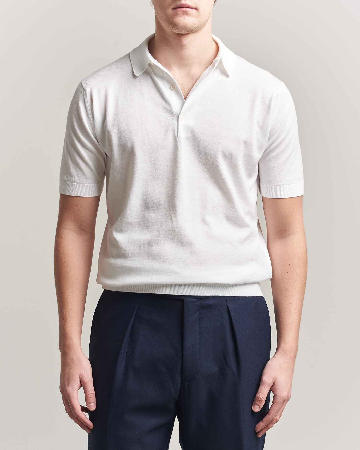 Heren | Polo's | John Smedley | Adrian Slim Fit Sea Island Cotton Polo White