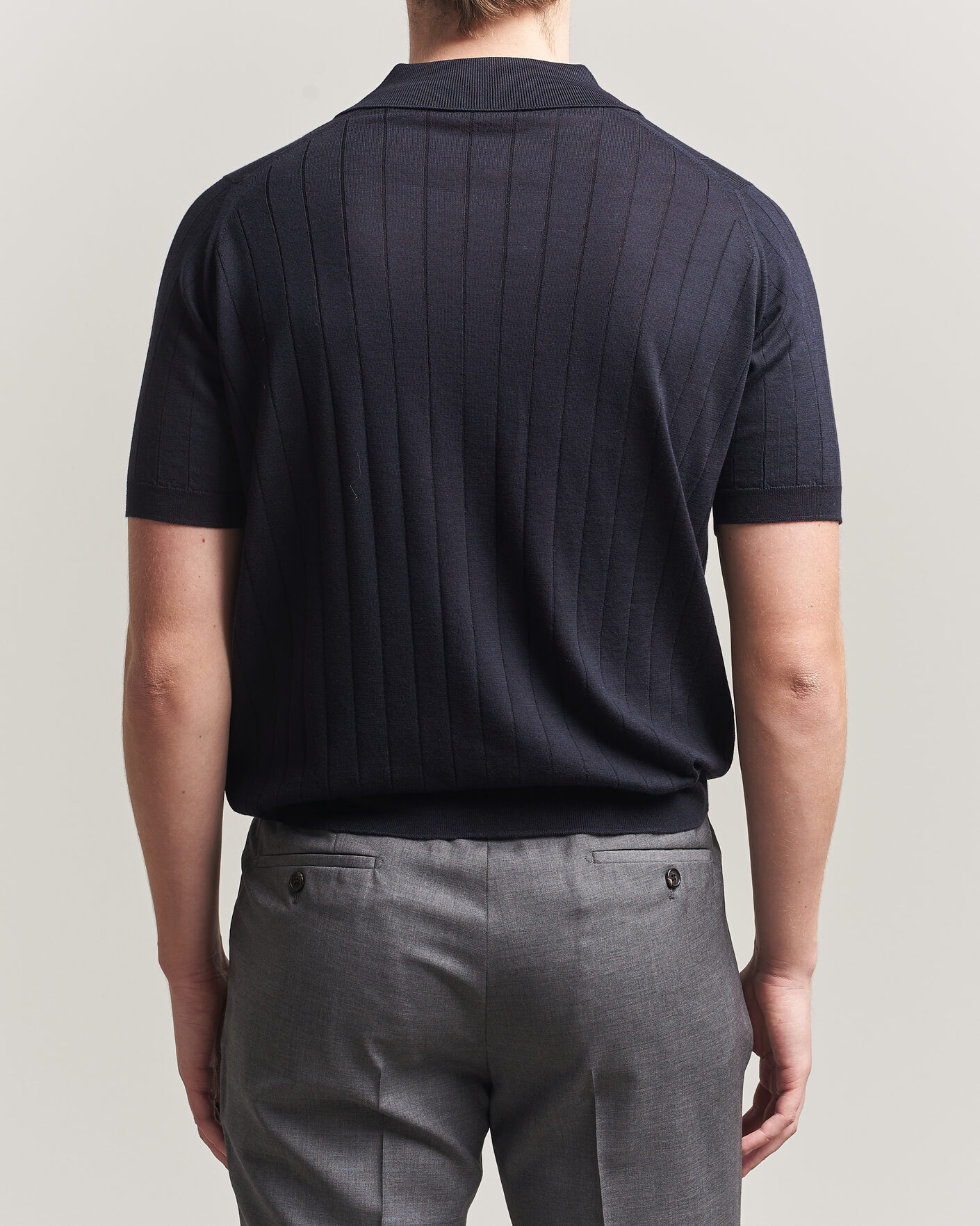 Heren | Polo's | John Smedley | Williams Merino/Cotton Knitted Polo Navy