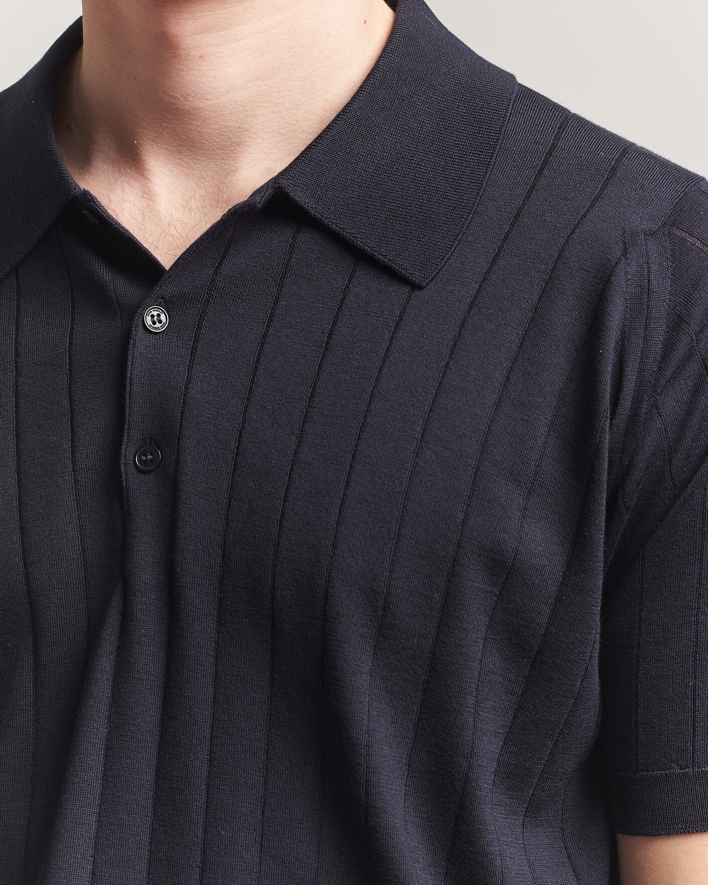Heren | Polo's | John Smedley | Williams Merino/Cotton Knitted Polo Navy