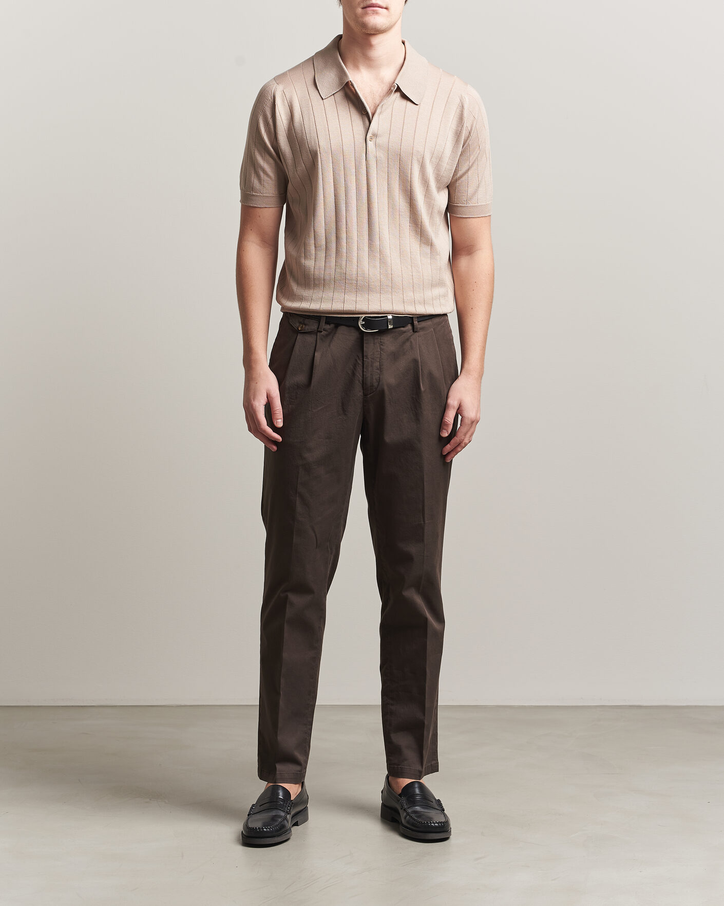 Heren | Polo's | John Smedley | Williams Merino/Cotton Knitted Polo Oat